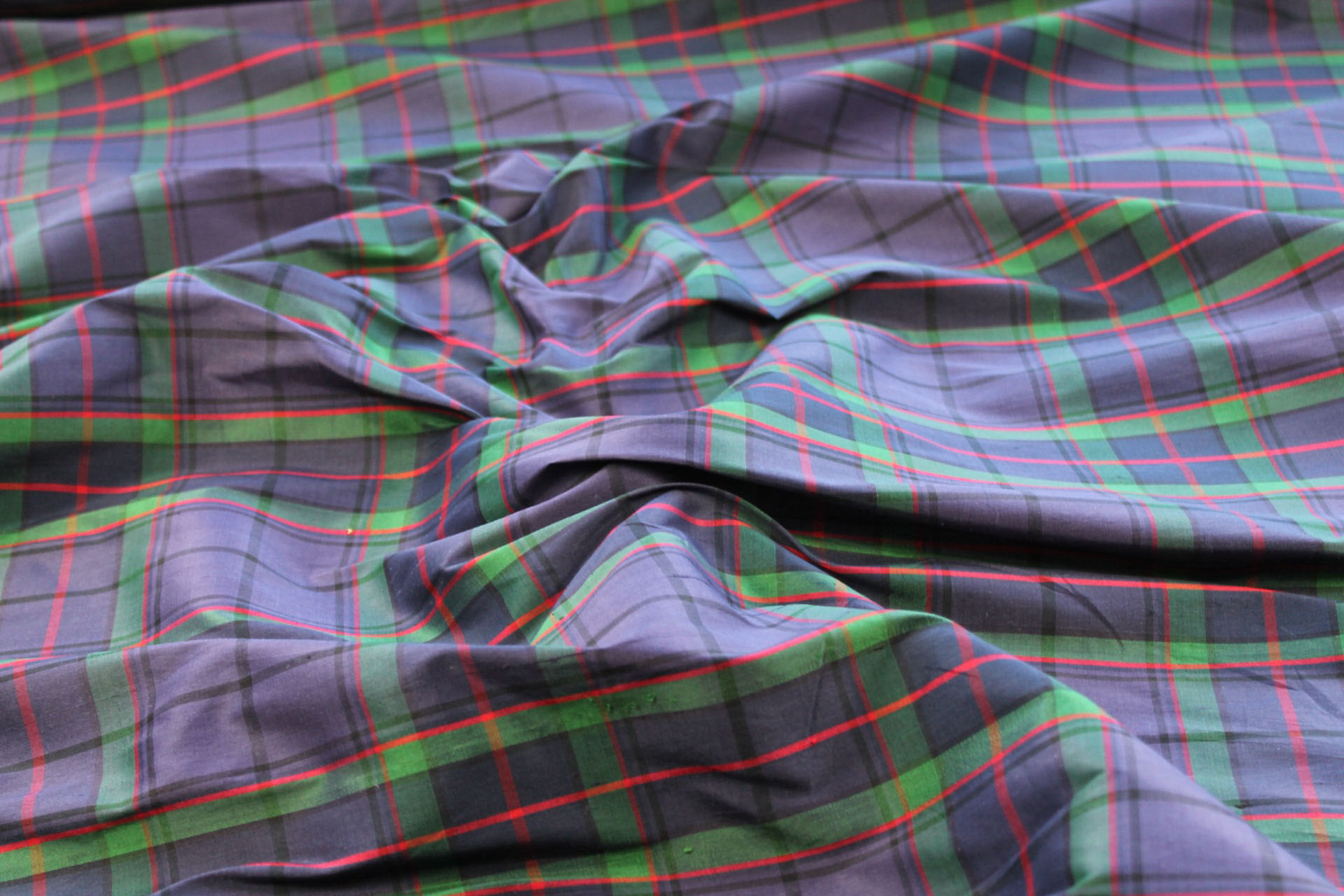 Tartan Check Silk Taffeta - Purple, Green and Red fabric, image 4 of 6