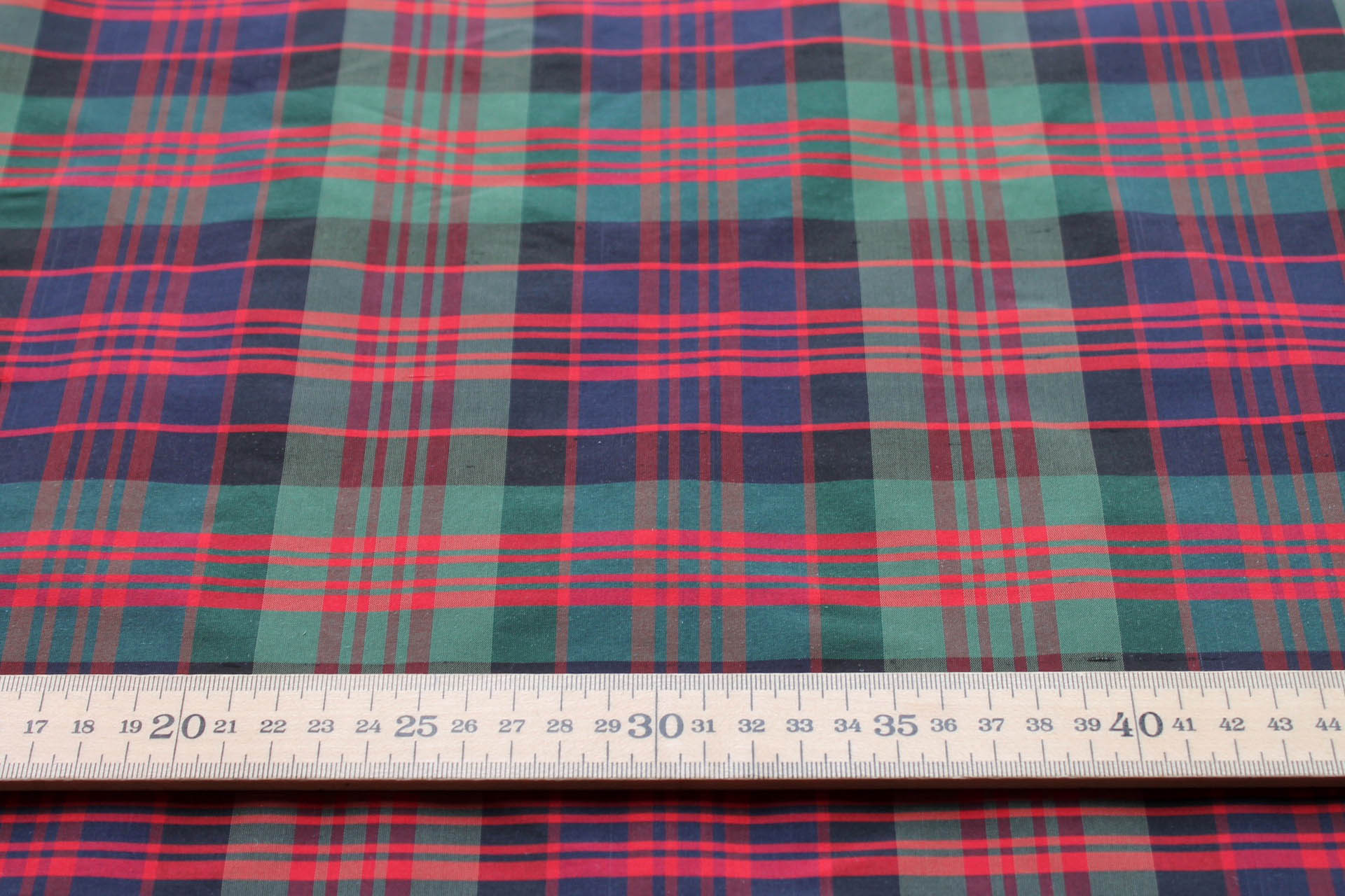 Tartan Check Silk Taffeta - Green, Navy and Red fabric, image 5 of 5