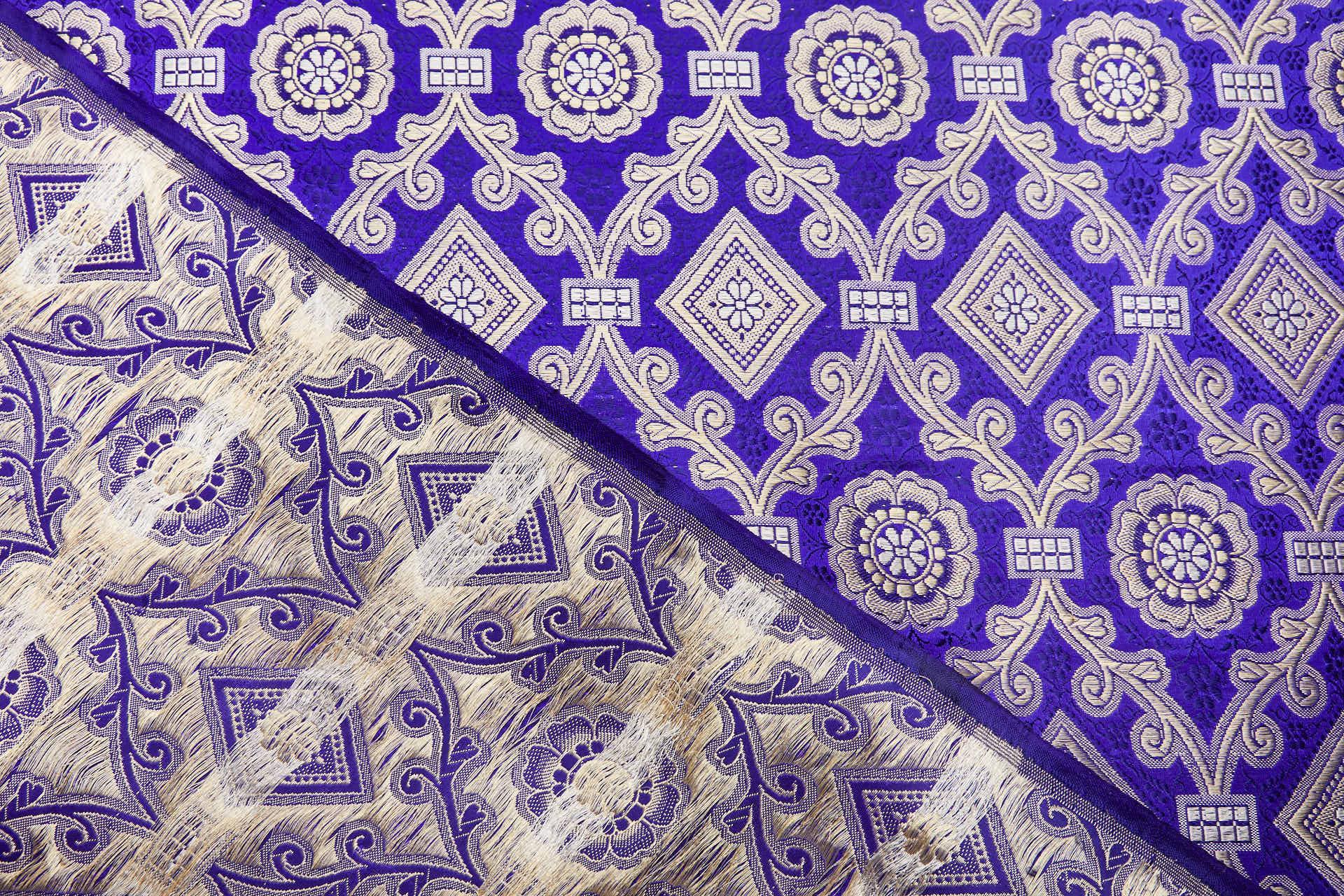 Banaras Brocade - Purple and Gold Ecclesiastical fabric, image 6 of 8