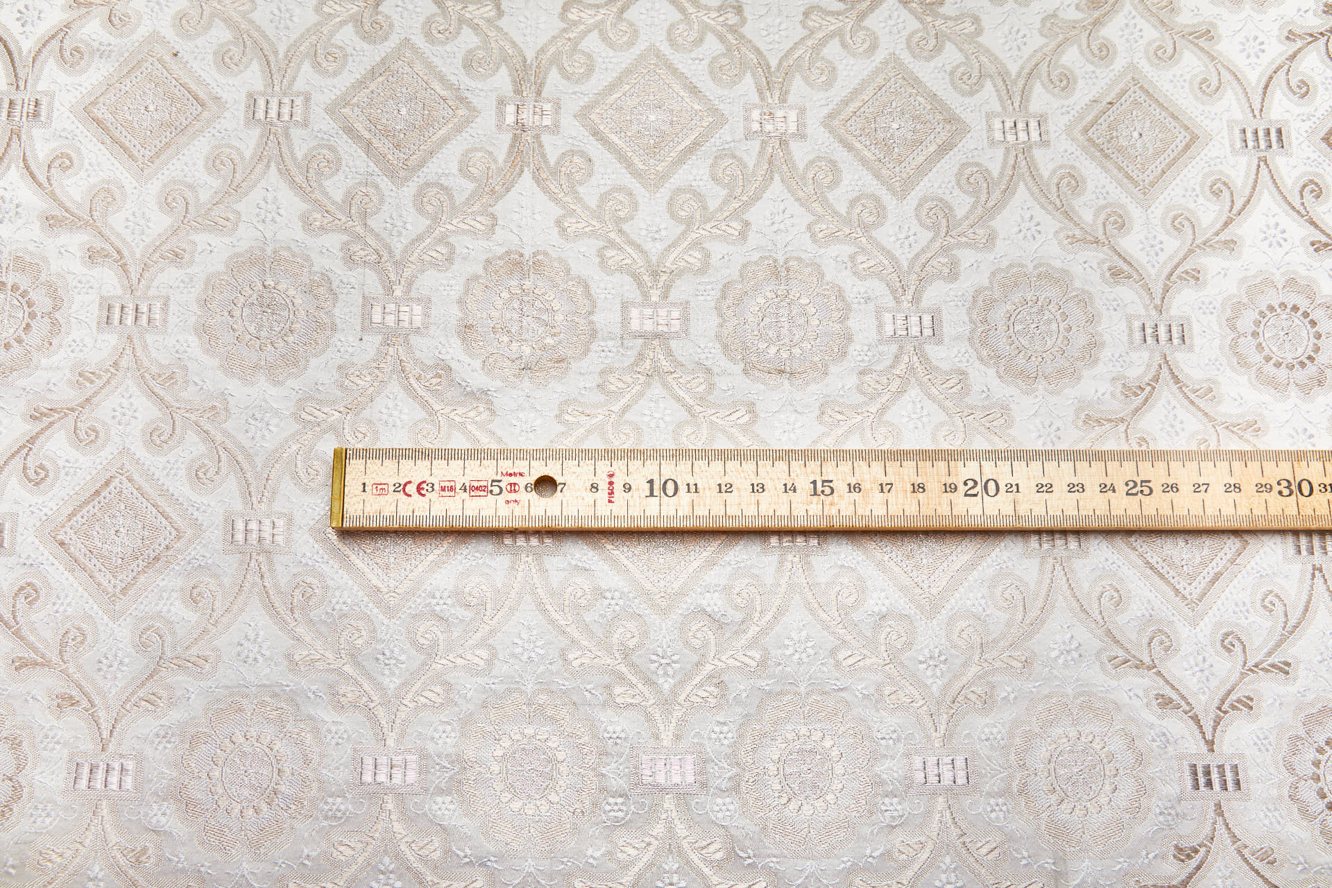 Banaras Brocade - Ivory and Warm Silver Ecclesiastical fabric, image 7 of 8