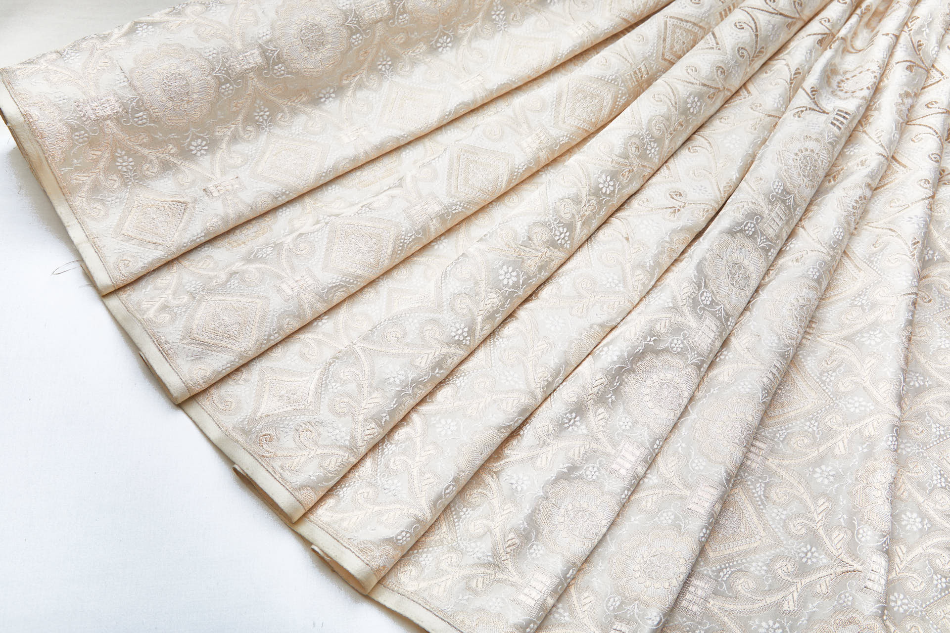 Banaras Brocade - Ivory and Warm Silver Ecclesiastical fabric