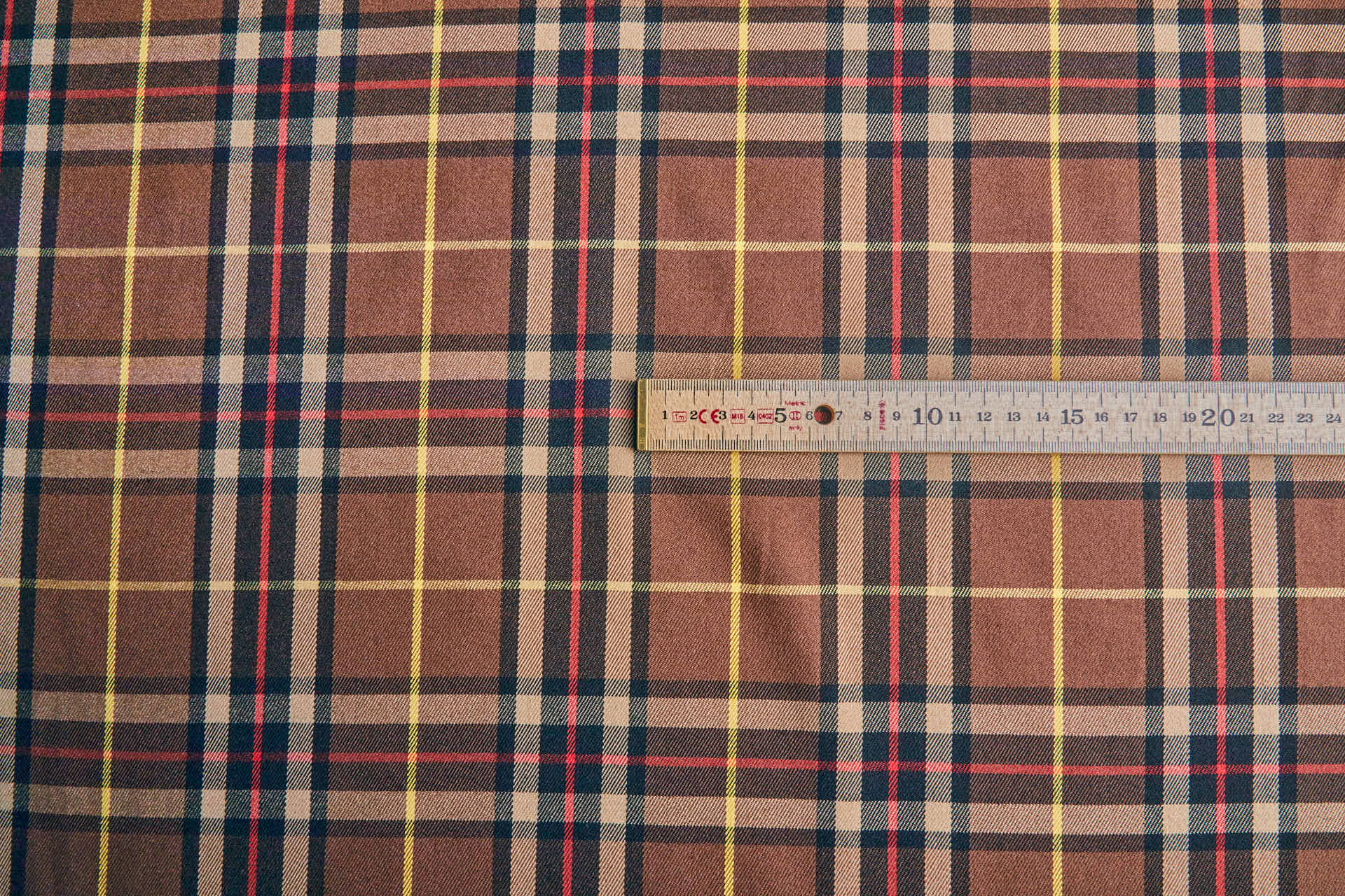 Stretch Tartan - Brown, Black, Red and Yellow fabric, image 7 of 7