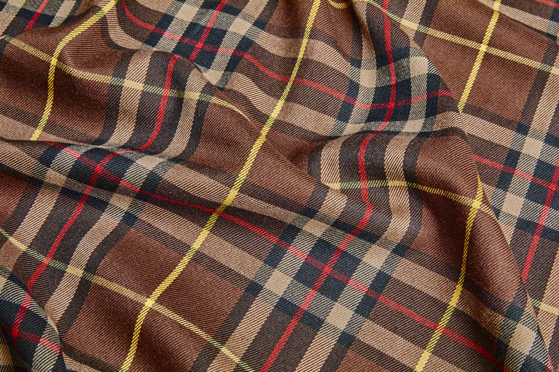 Stretch Tartan - Brown, Black, Red and Yellow fabric, image 5 of 7