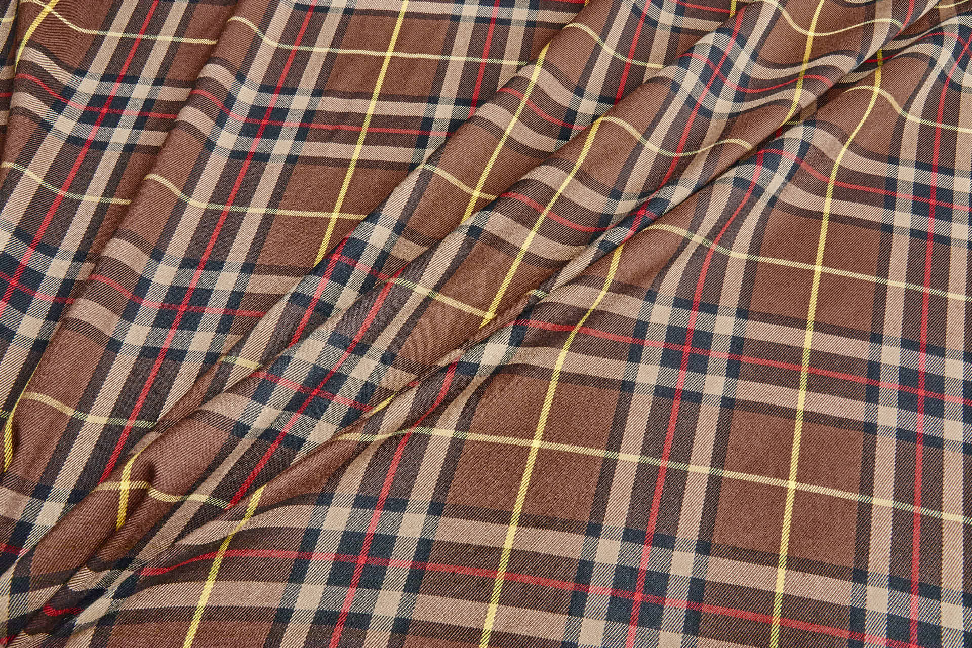 Stretch Tartan - Brown, Black, Red and Yellow fabric, image 4 of 7
