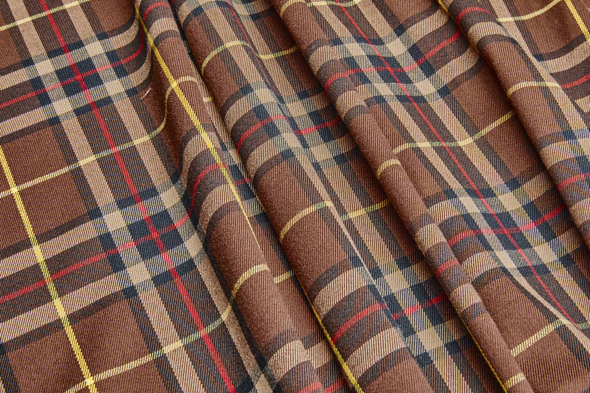 Stretch Tartan - Brown, Black, Red and Yellow fabric, image 2 of 7