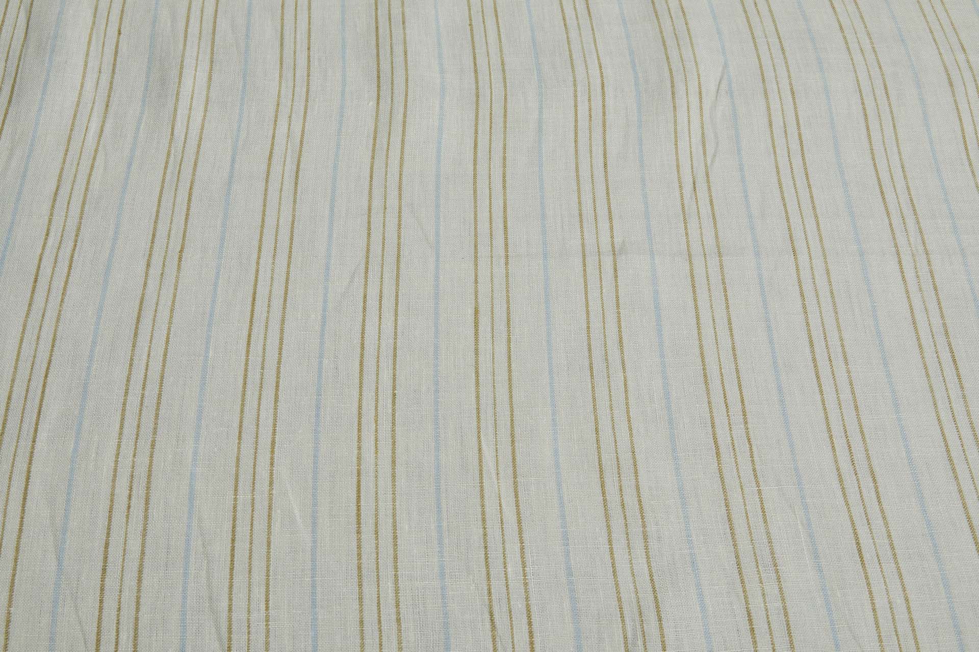 Striped Linen - Cream, Khaki and Light Blue fabric, image 7 of 7