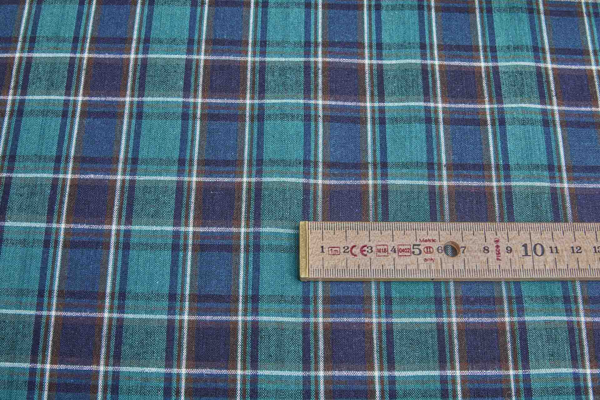 Rustic Cotton Check Shirting - Green, Navy and Brown fabric, image 7 of 7