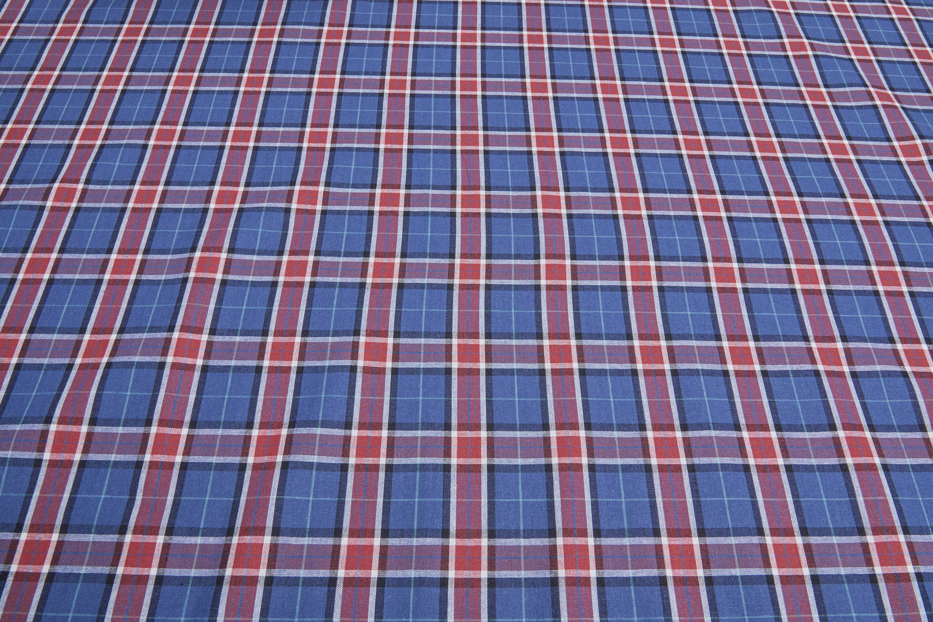 Rustic Cotton Check Shirting - Light Navy and Red fabric, image 7 of 7