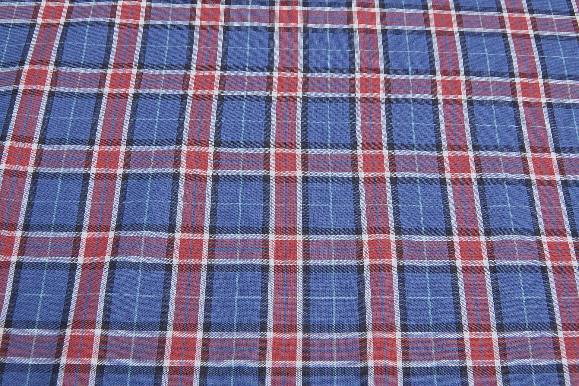 Rustic Cotton Check Shirting - Light Navy and Red fabric, image 2 of 7