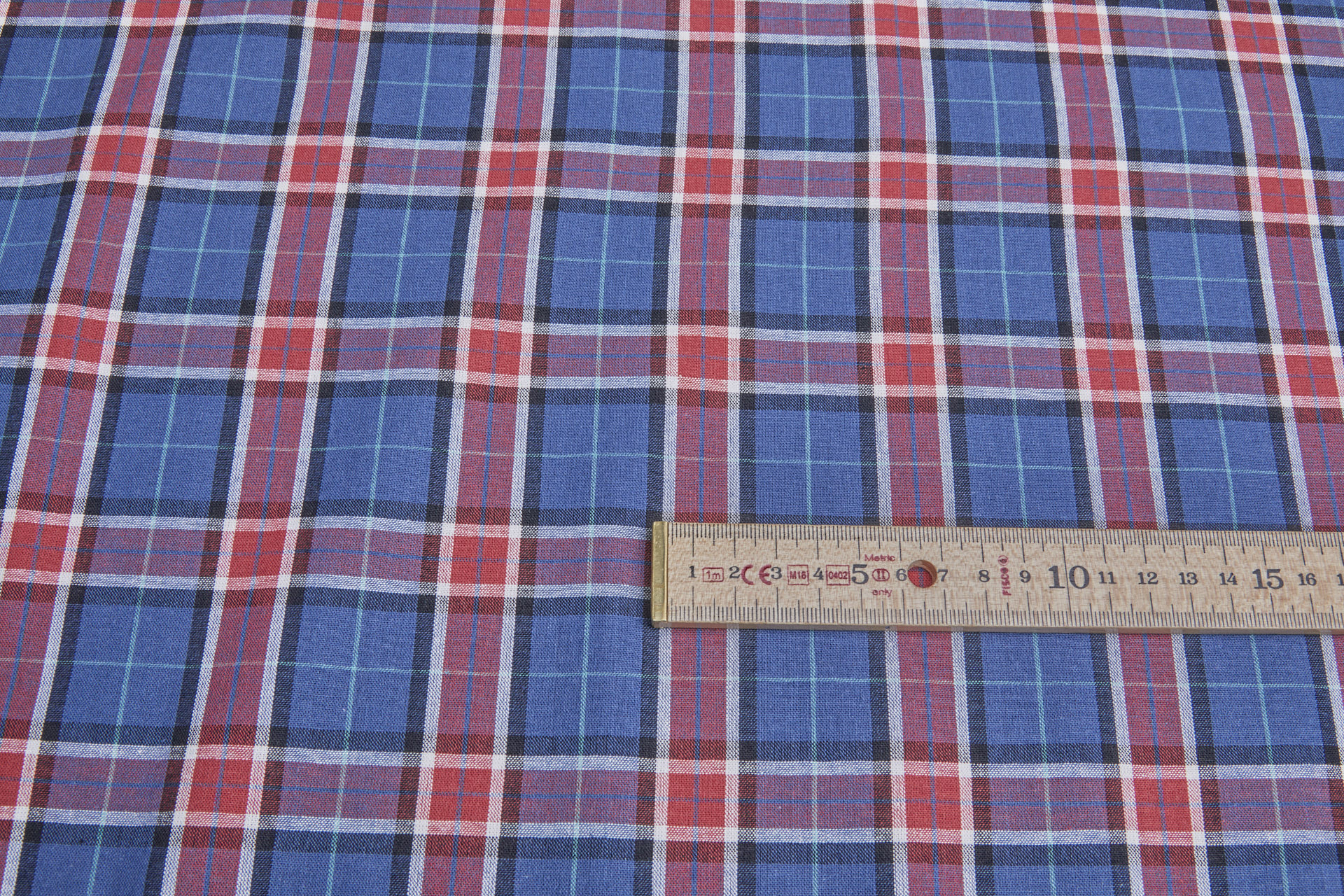 Rustic Cotton Check Shirting - Light Navy and Red fabric, image 6 of 7