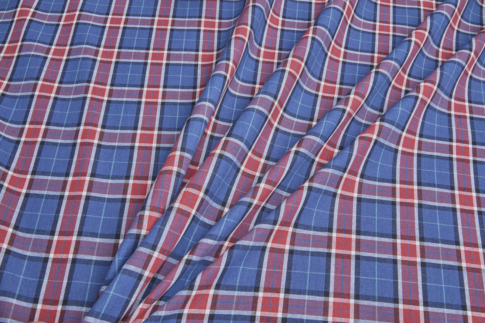 Rustic Cotton Check Shirting - Light Navy and Red fabric, image 4 of 7