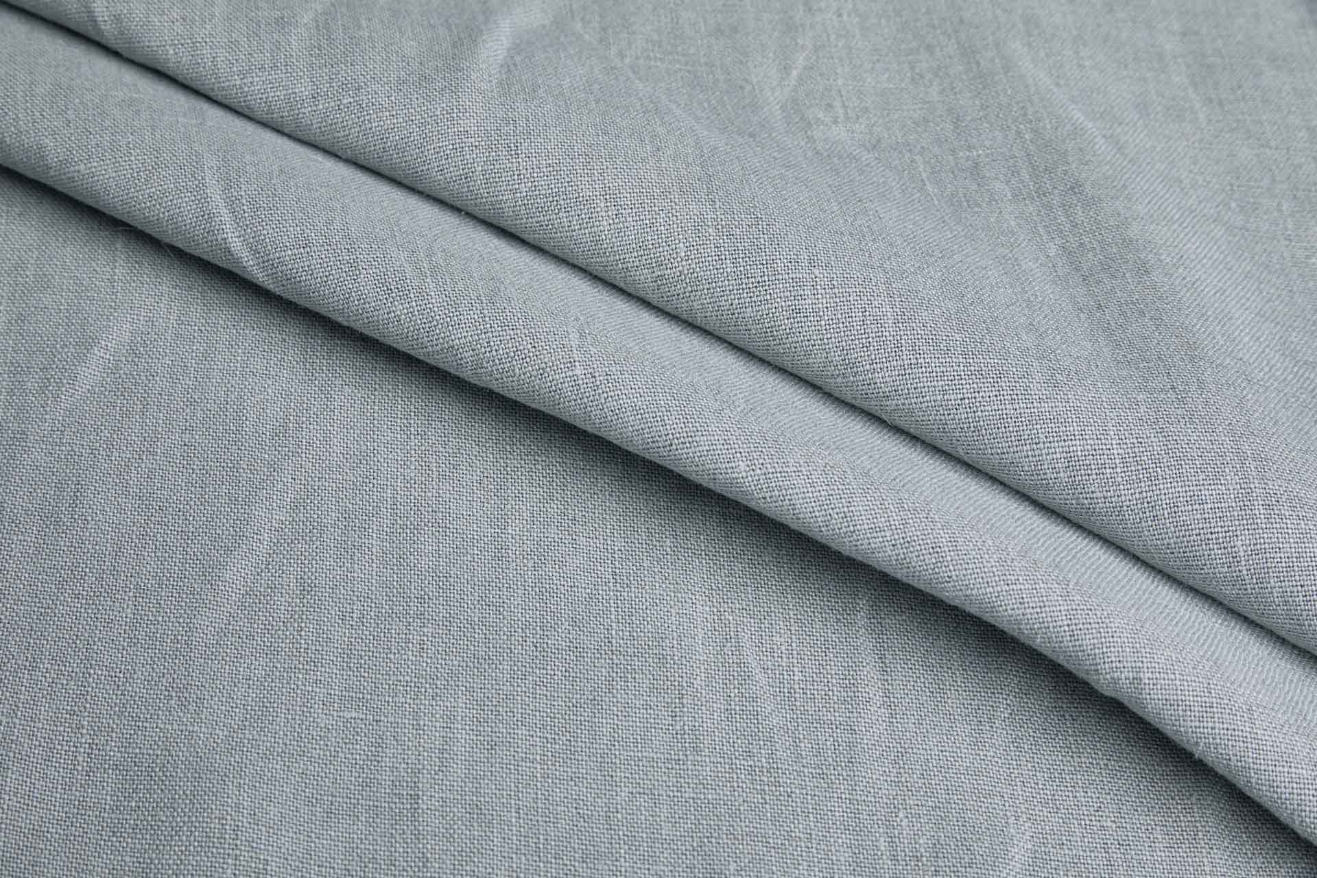Reversible Textured Linen in Muted Blue and Ecru fabric, image 7 of 7