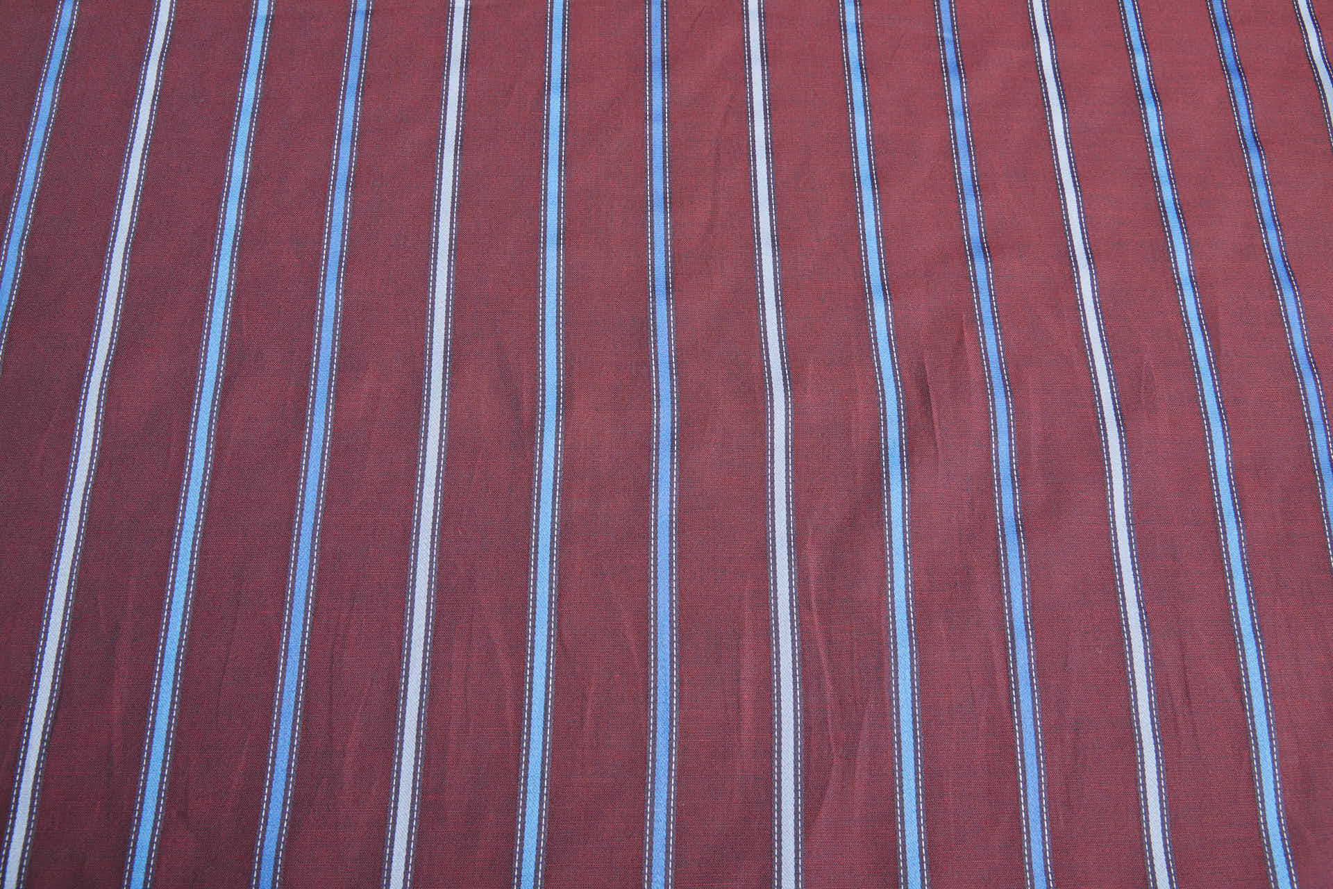 Luxury Italian Satin Stripe Shirting - Burgundy and Blues fabric, image 4 of 9