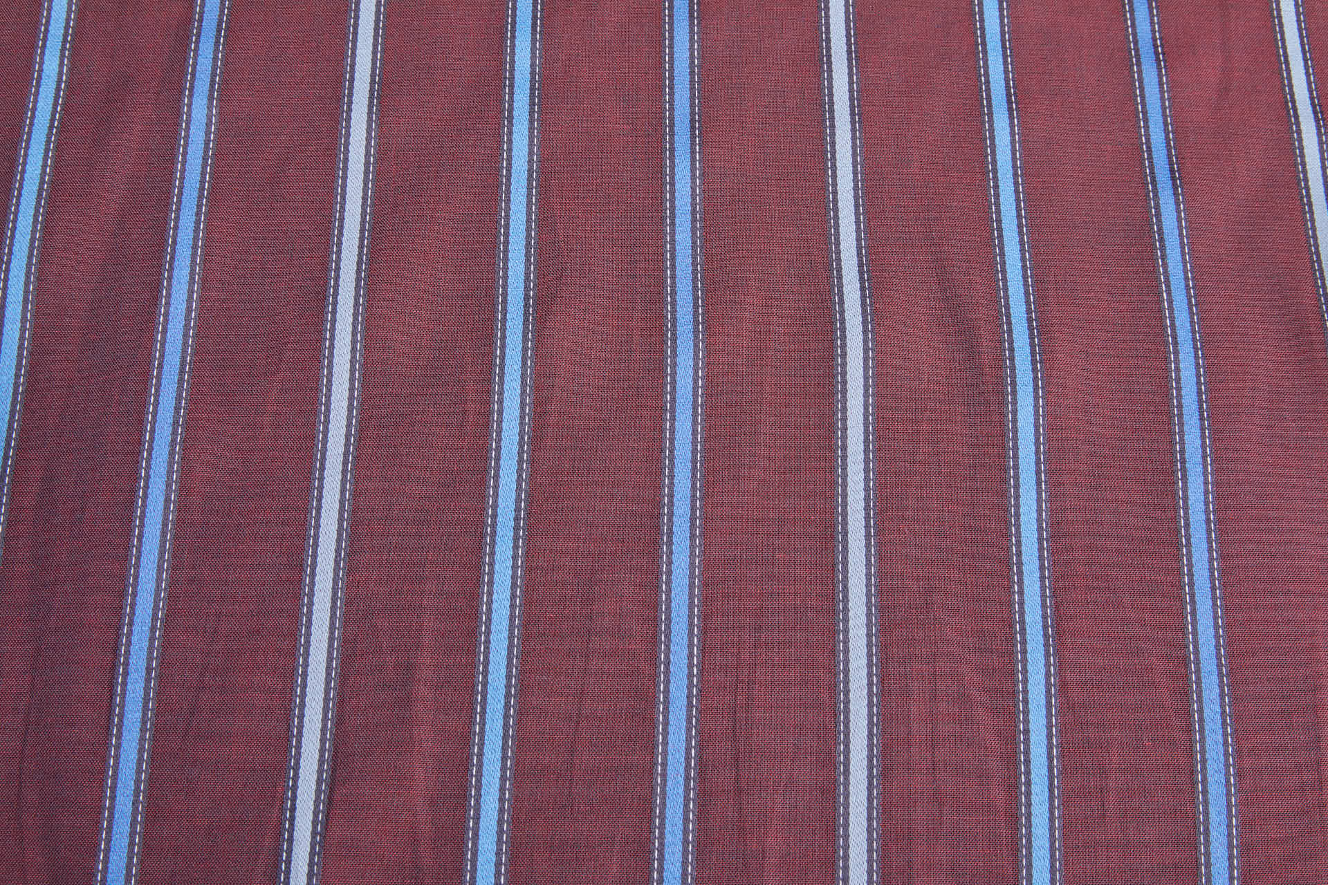 Luxury Italian Satin Stripe Shirting - Burgundy and Blues fabric, image 3 of 9