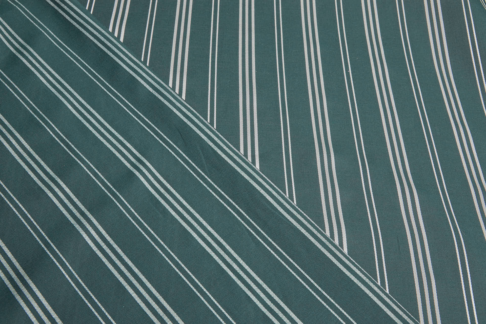 Luxury Italian Satin Stripe Shirting - Bottle Green and Cream fabric, image 8 of 9