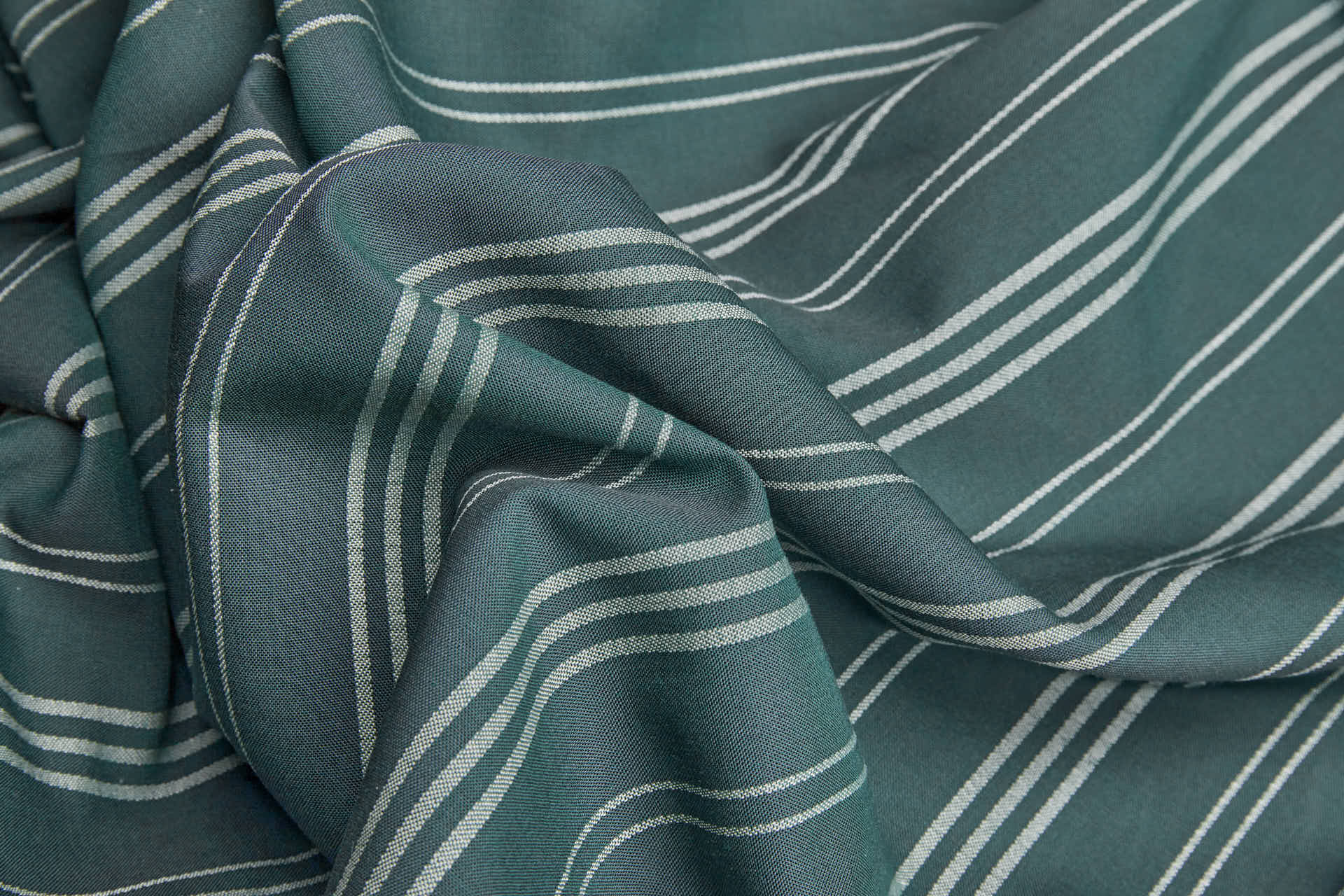 Luxury Italian Satin Stripe Shirting - Bottle Green and Cream fabric, image 9 of 9