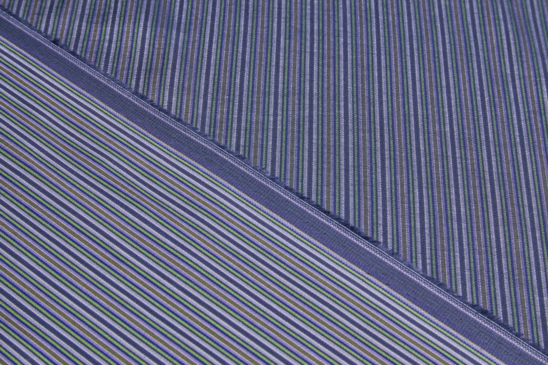 Luxury Italian Cotton Sateen Stripe Shirting - Blue, Purple and Green fabric, image 6 of 8