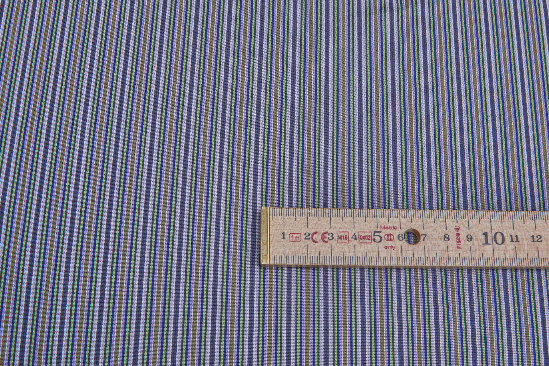 Luxury Italian Cotton Sateen Stripe Shirting - Blue, Purple and Green fabric, image 4 of 8