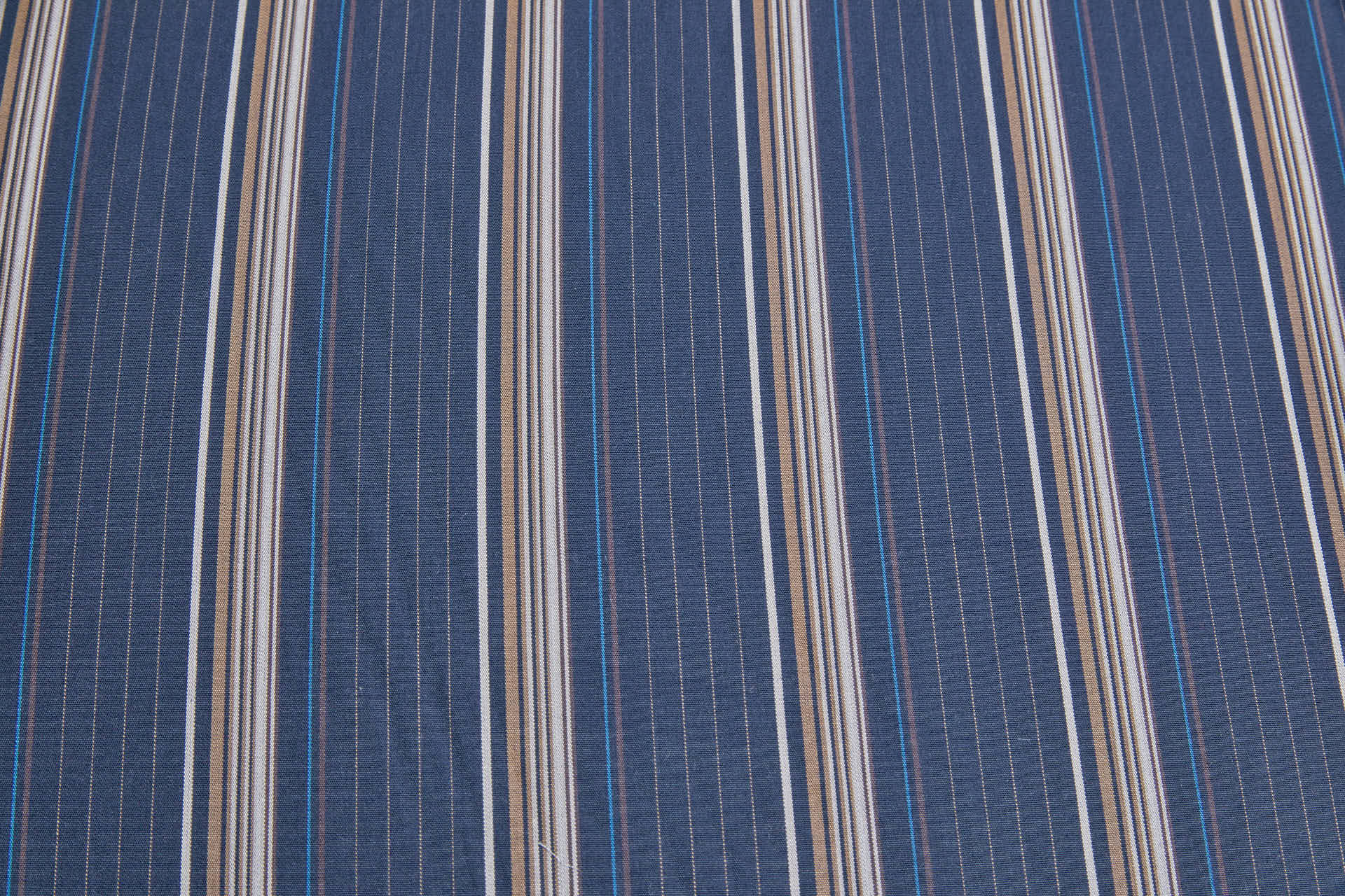 Luxury Italian Cotton Shirting Stripe - Blue, Taupe, Beige fabric, image 2 of 7