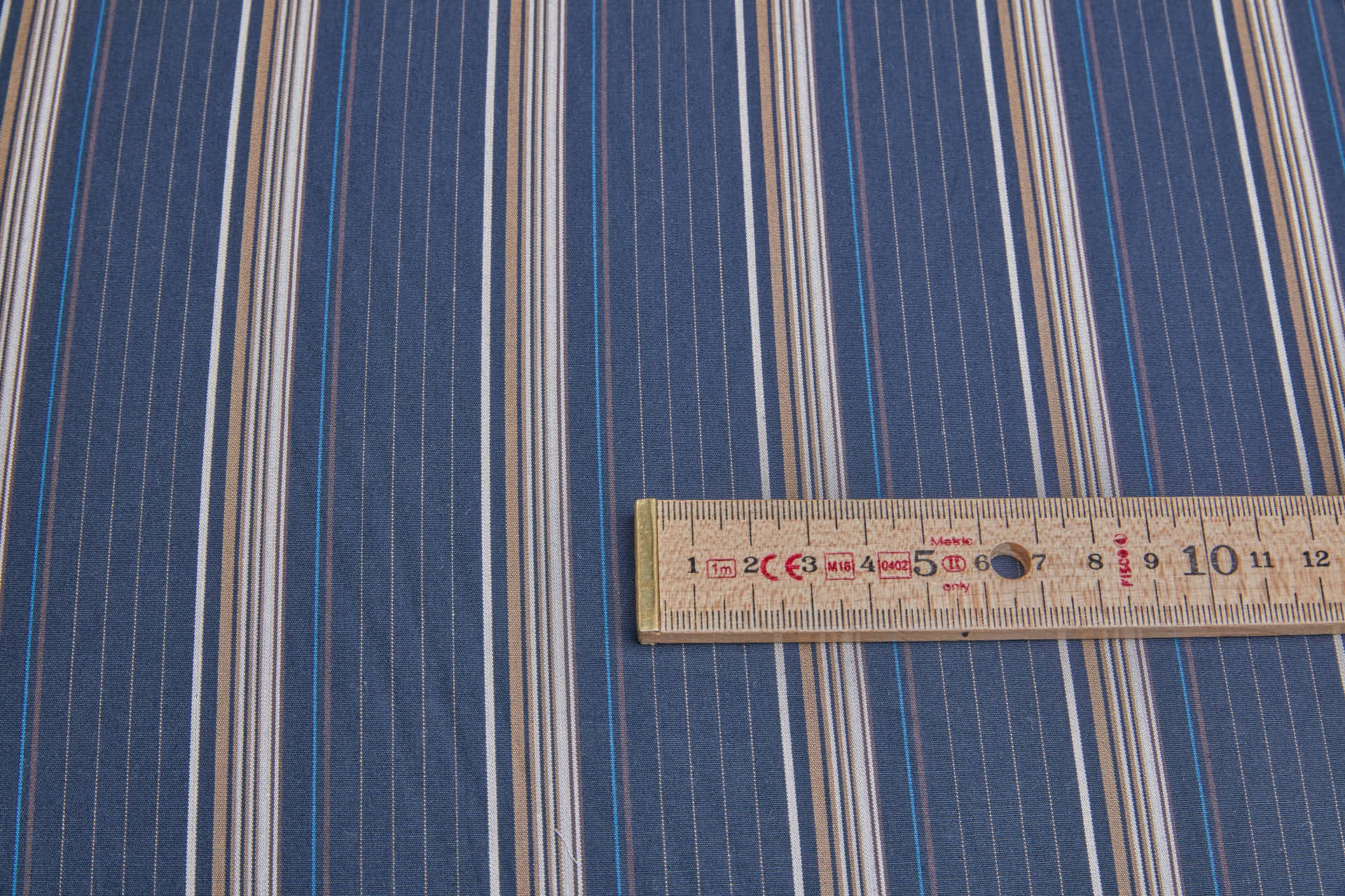 Luxury Italian Cotton Shirting Stripe - Blue, Taupe, Beige fabric, image 7 of 7