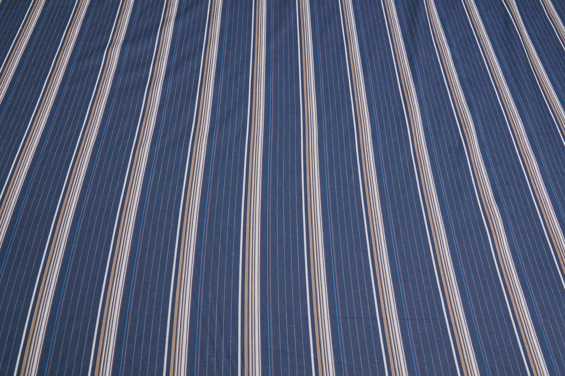 Luxury Italian Cotton Shirting Stripe - Blue, Taupe, Beige fabric, image 6 of 7