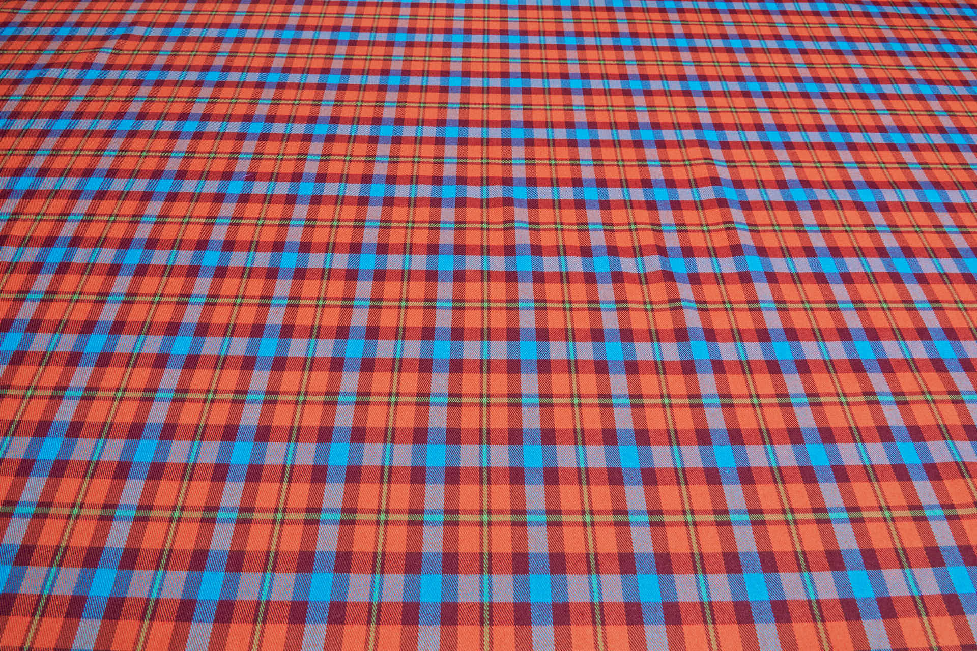 Stretch Tartan - Orange and Teal fabric, image 8 of 8