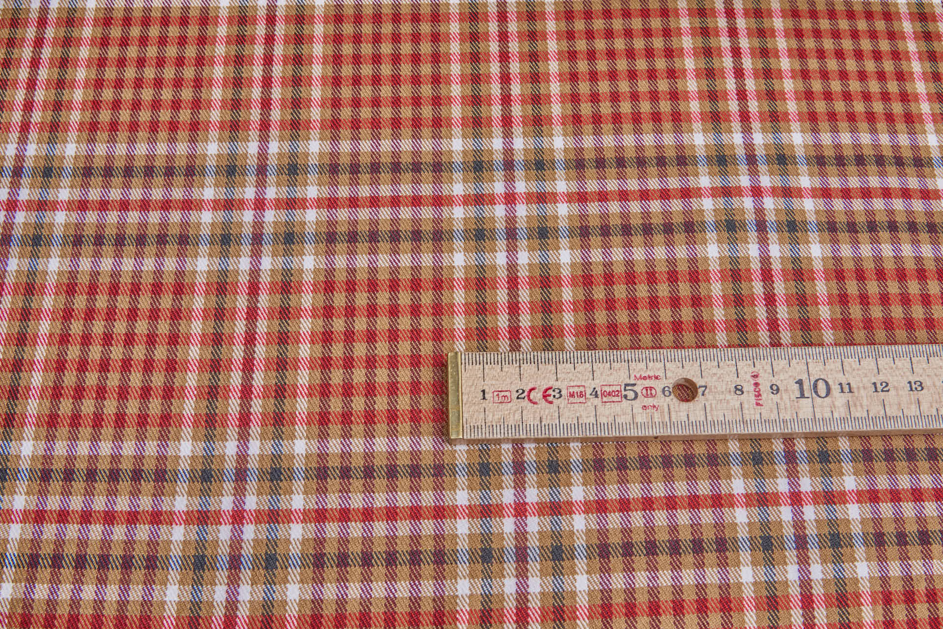 Stretch Tartan - Ginger Brown, Red, Merlot, White, Black fabric, image 7 of 8