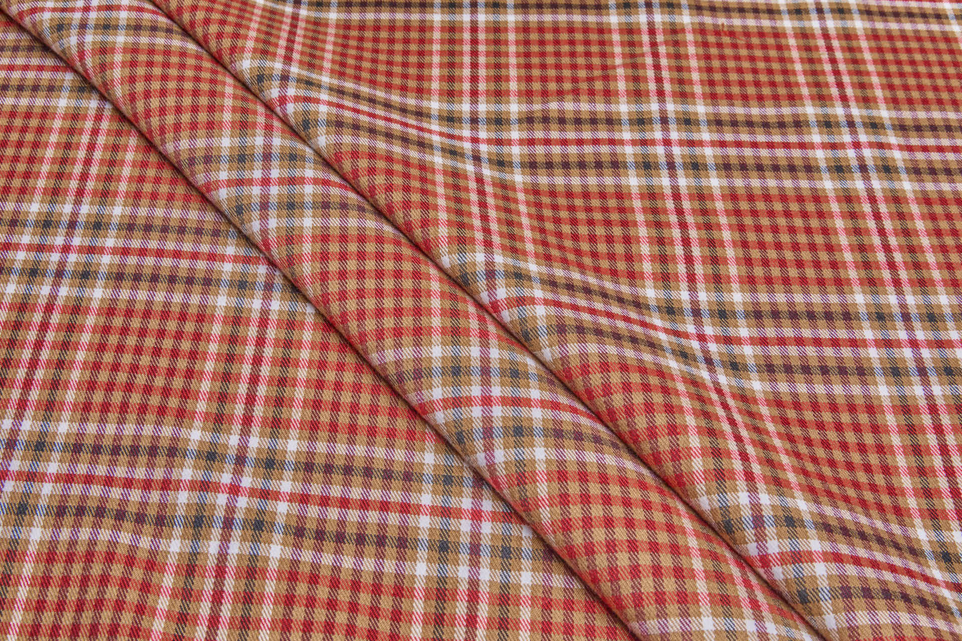 Stretch Tartan - Ginger Brown, Red, Merlot, White, Black fabric