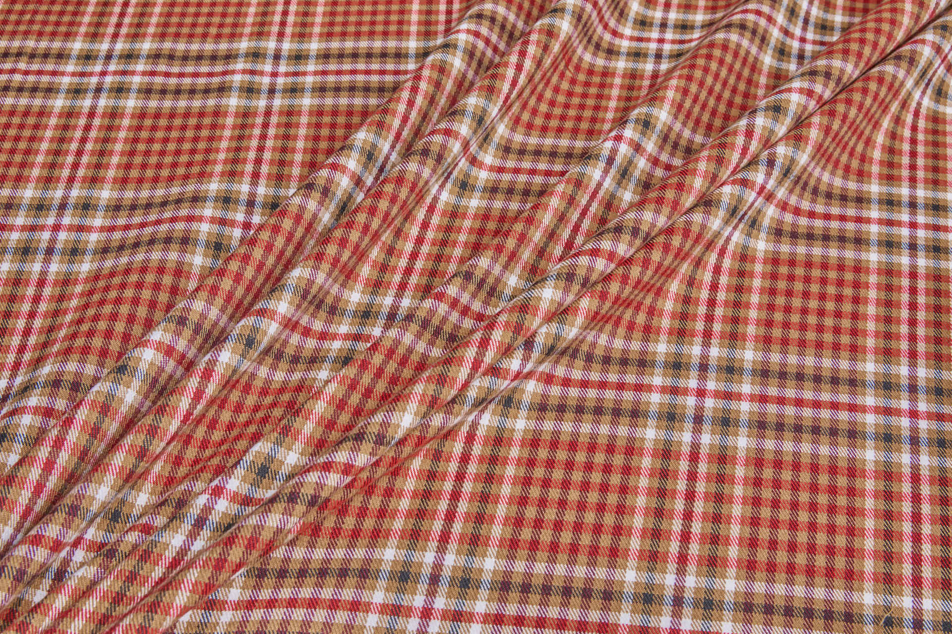 Stretch Tartan - Ginger Brown, Red, Merlot, White, Black fabric, image 4 of 8