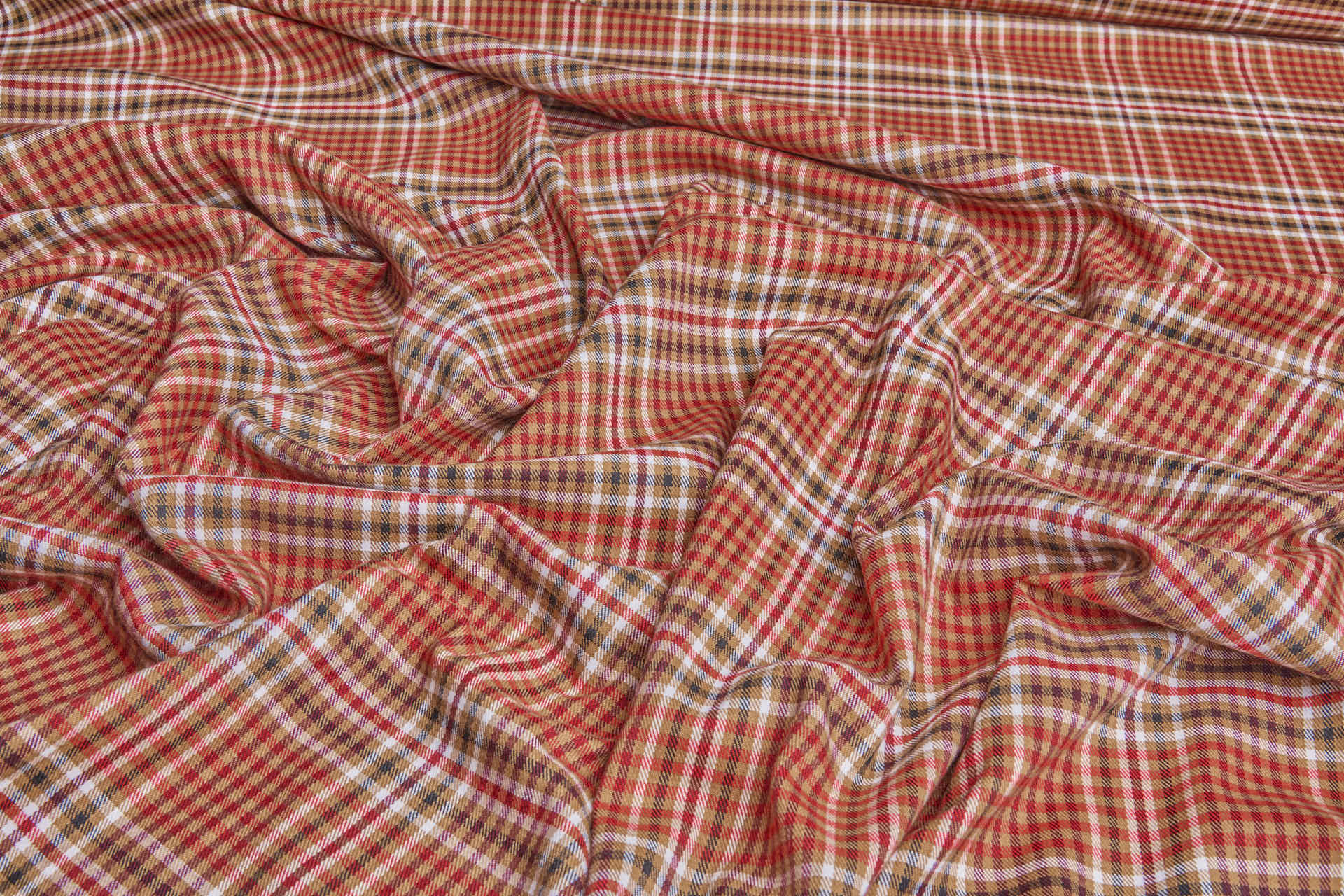 Stretch Tartan - Ginger Brown, Red, Merlot, White, Black fabric, image 3 of 8