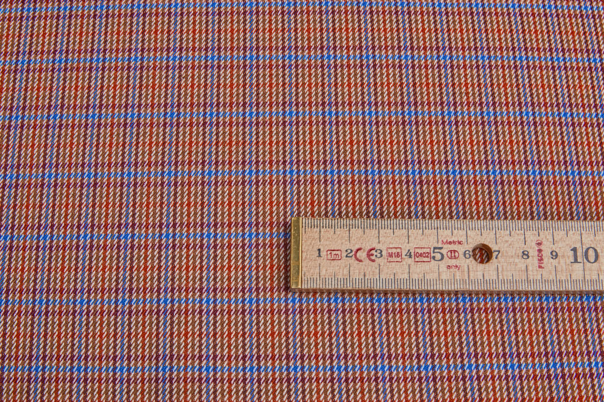 Stretch Check - Ginger Brown, Orange, Merlot, Blue fabric, image 6 of 8