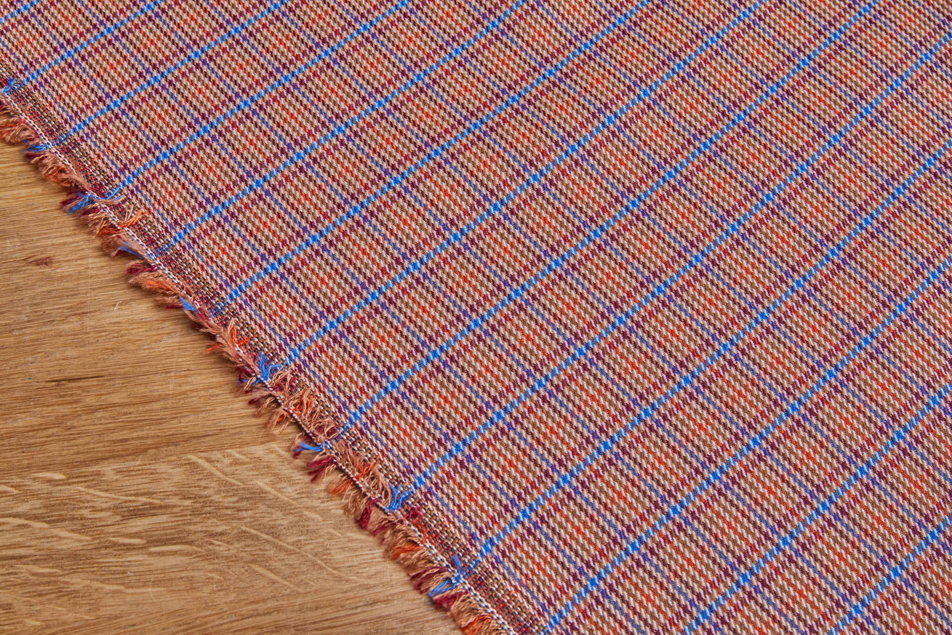 Stretch Check - Ginger Brown, Orange, Merlot, Blue fabric, image 2 of 8