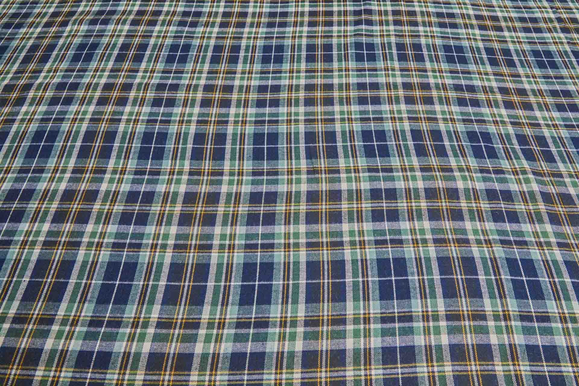 Cotton Flannel Check Shirting - Blue and Green fabric, image 3 of 7