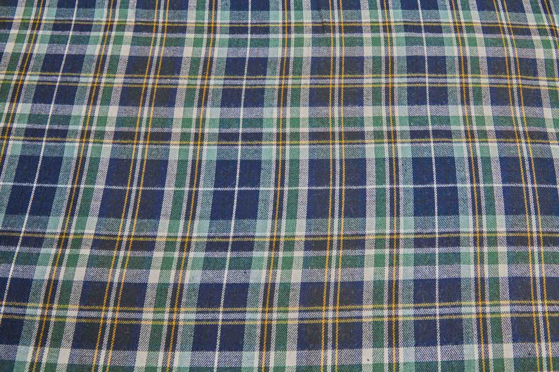 Cotton Flannel Check Shirting - Blue and Green fabric, image 7 of 7