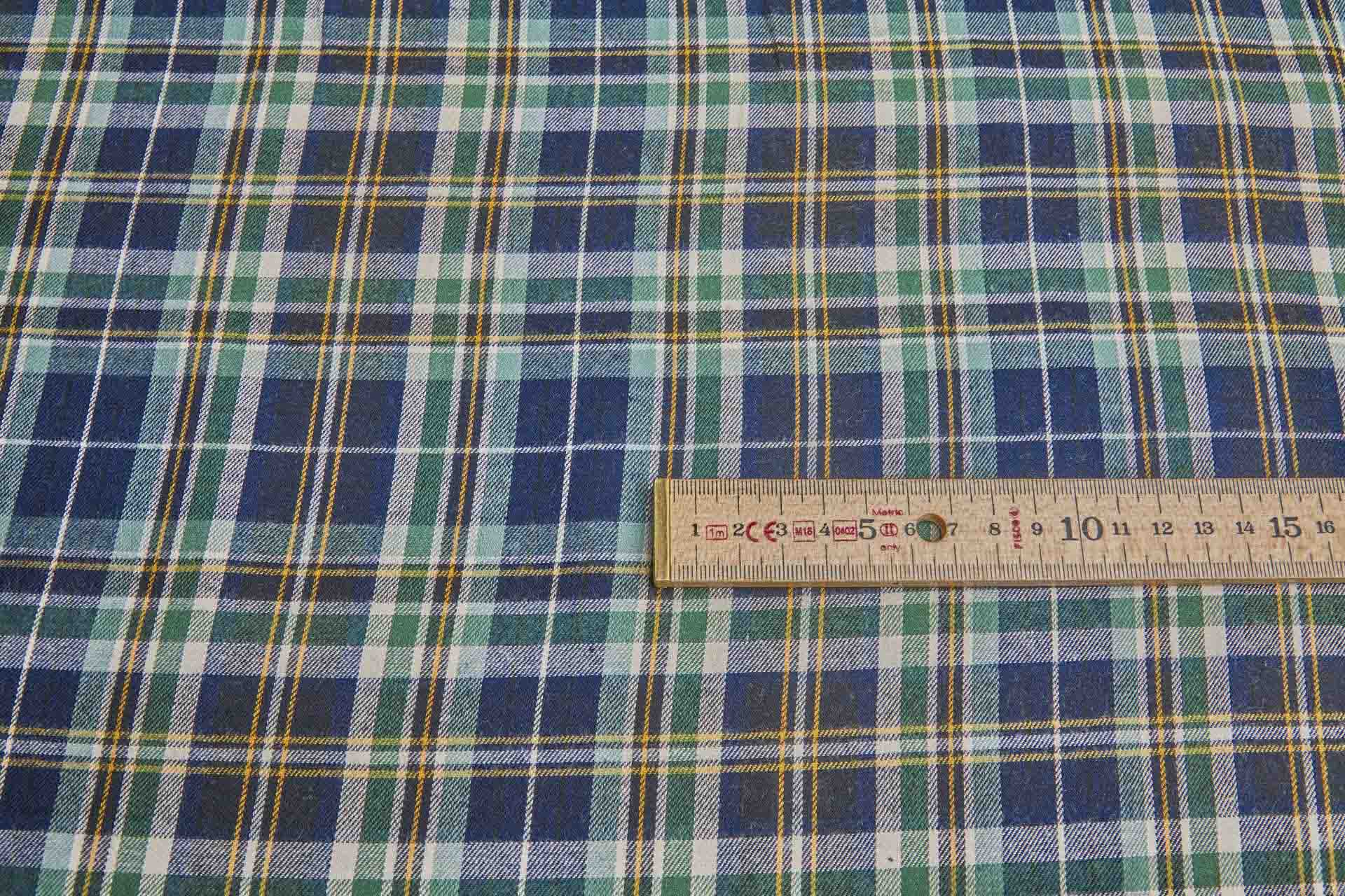 Cotton Flannel Check Shirting - Blue and Green fabric, image 6 of 7