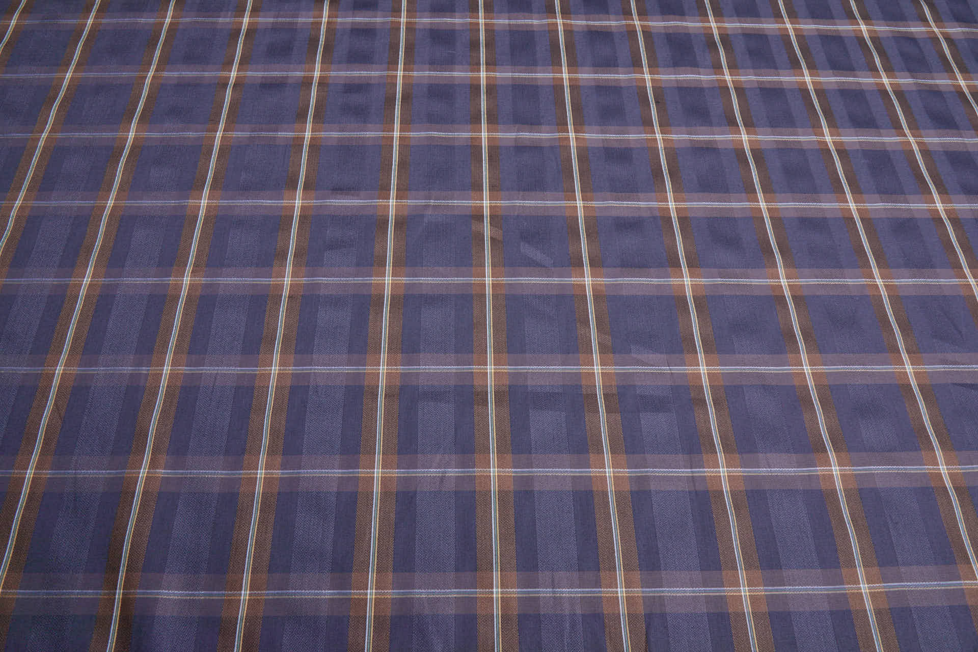 Luxury Italian Check Shirting - Brown and Grape fabric, image 2 of 8