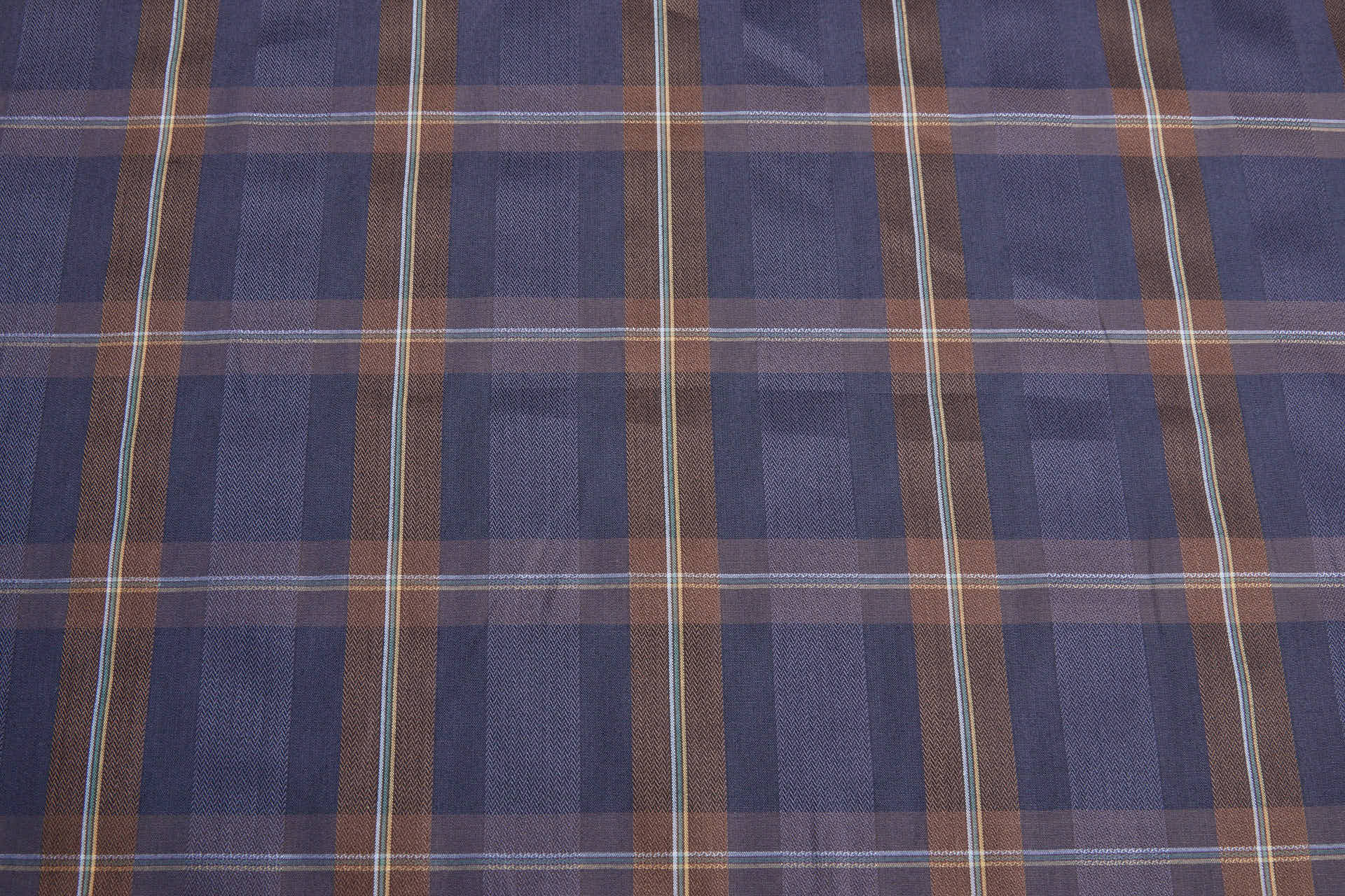 Luxury Italian Check Shirting - Brown and Grape fabric, image 8 of 8