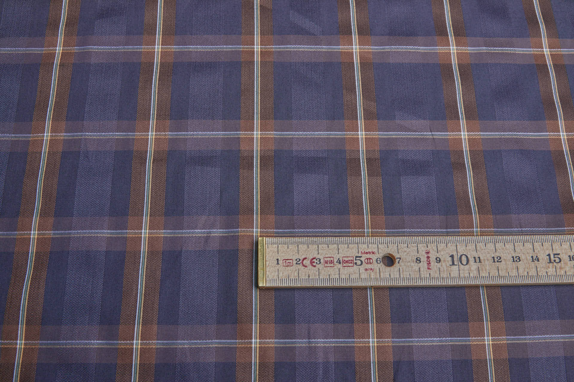 Luxury Italian Check Shirting - Brown and Grape fabric, image 7 of 8