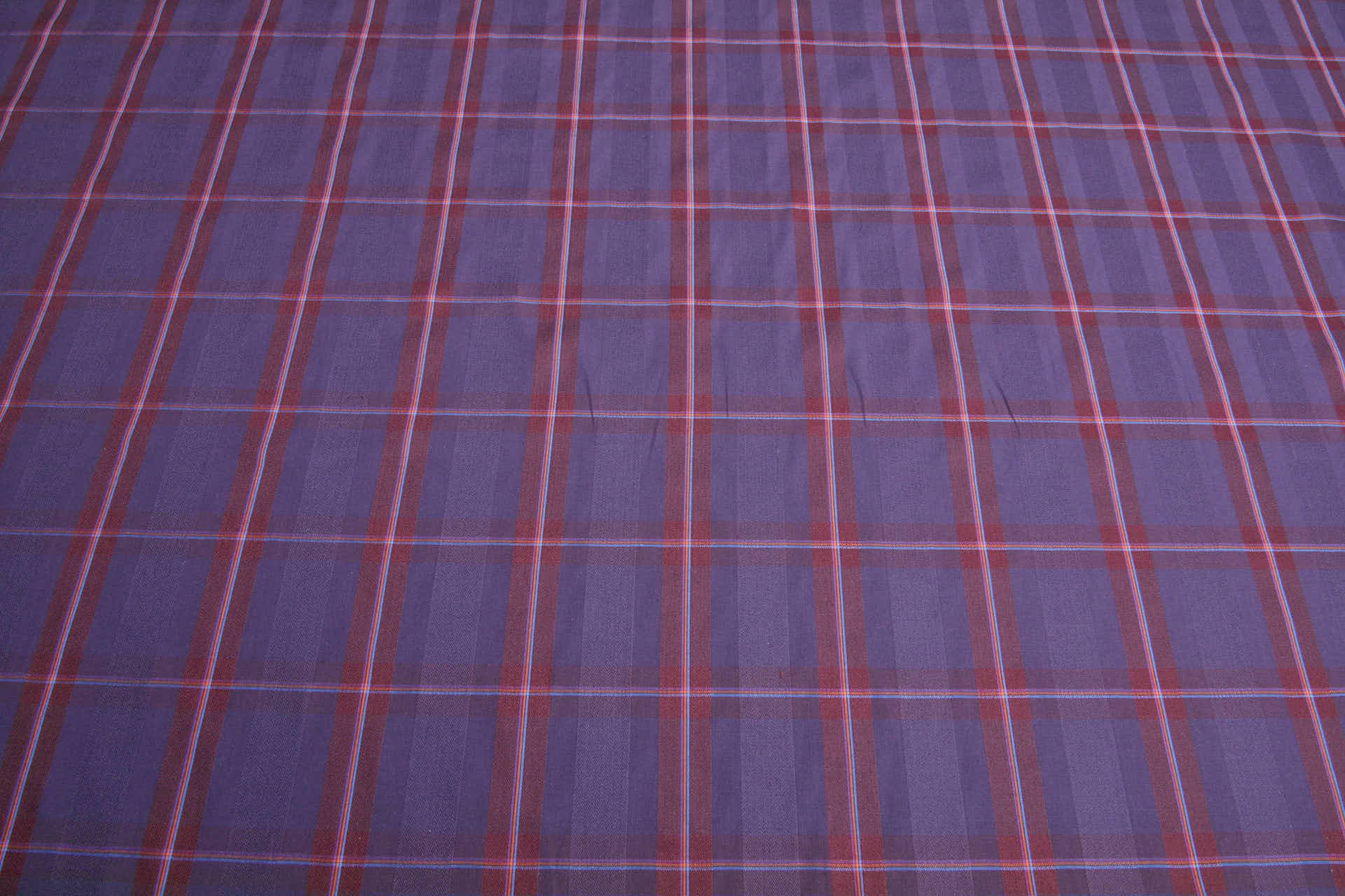 Luxury Italian Check Shirting - Aubergine and Burgundy fabric, image 2 of 7