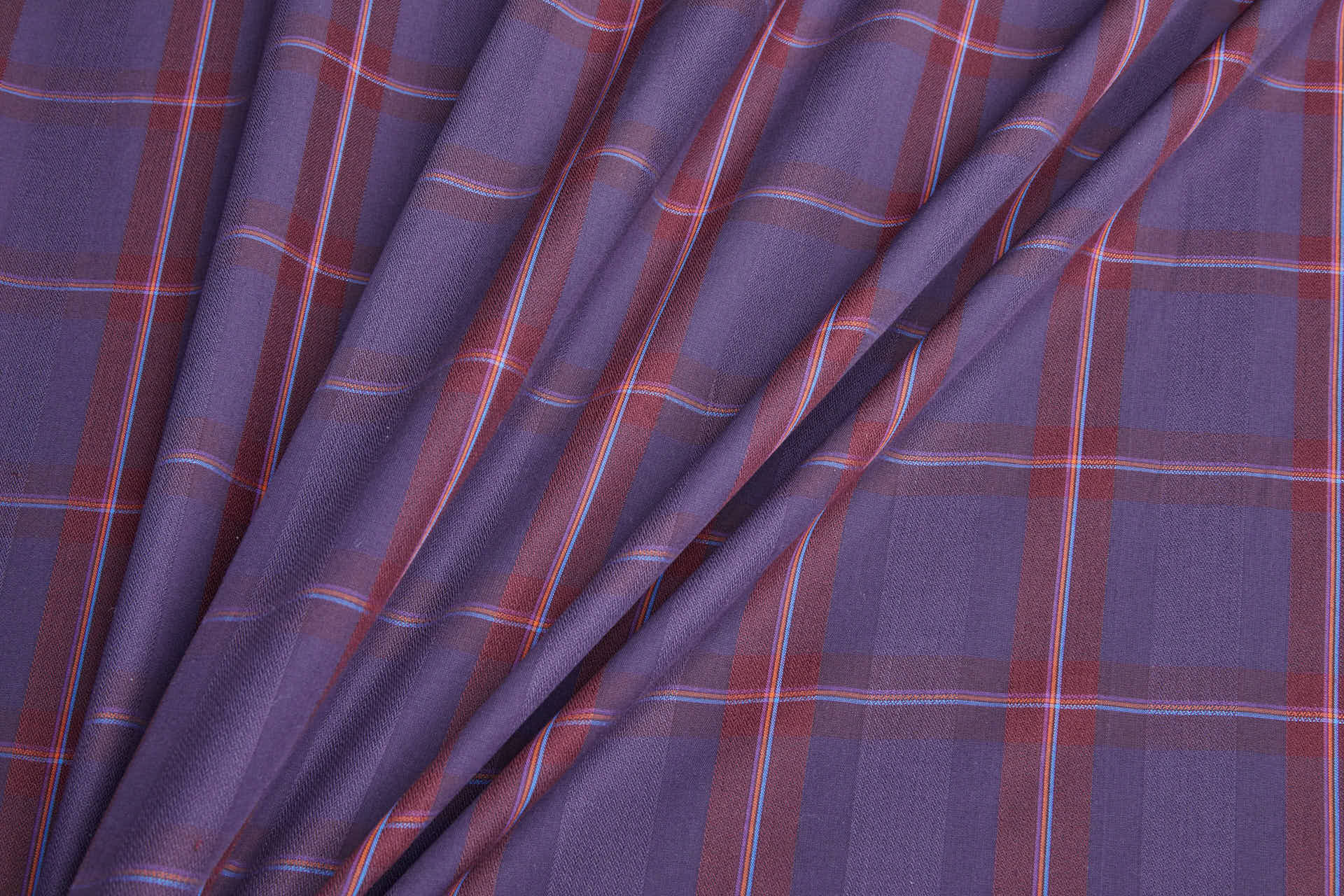 Luxury Italian Check Shirting - Aubergine and Burgundy fabric, image 4 of 7