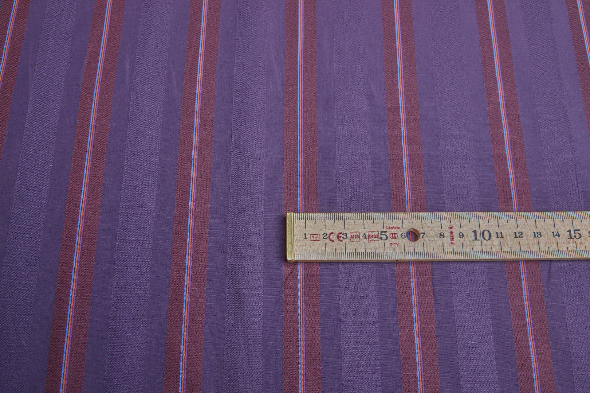 Luxury Italian Stripe Shirting - Aubergine and Burgundy fabric, image 6 of 7