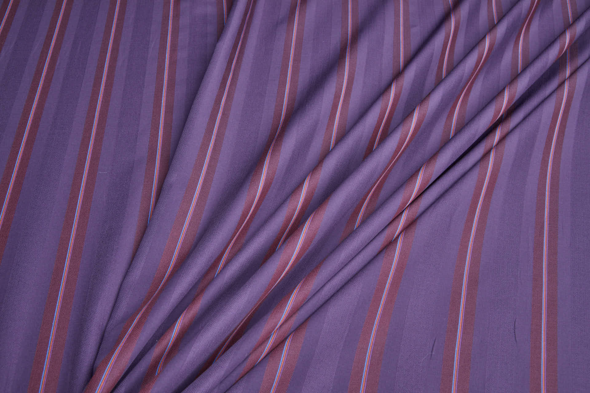 Luxury Italian Stripe Shirting - Aubergine and Burgundy fabric, image 5 of 7