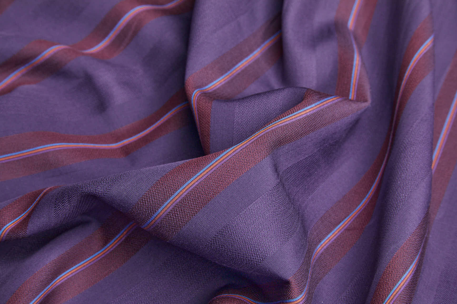 Luxury Italian Stripe Shirting - Aubergine and Burgundy fabric, image 3 of 7