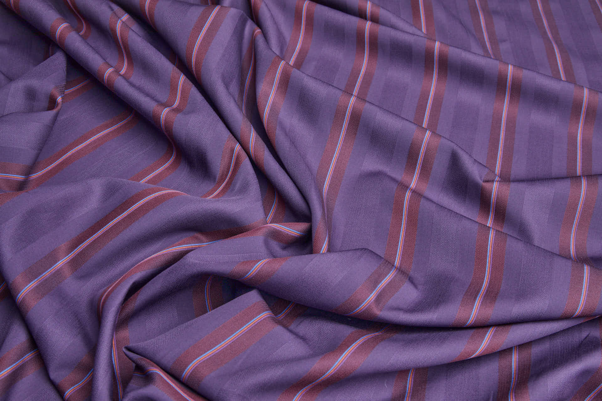 Luxury Italian Stripe Shirting - Aubergine and Burgundy fabric, image 4 of 7