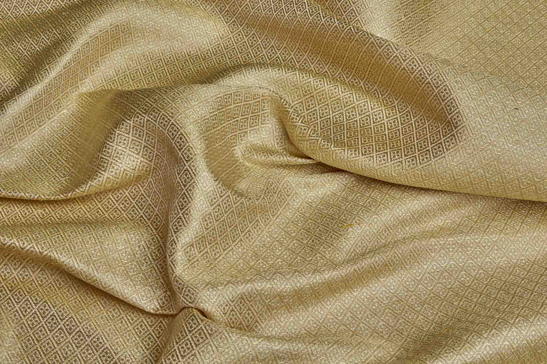 Geometric Banaras Brocade - Yellow Gold & Gold Metallic Diamonds fabric, image 3 of 9