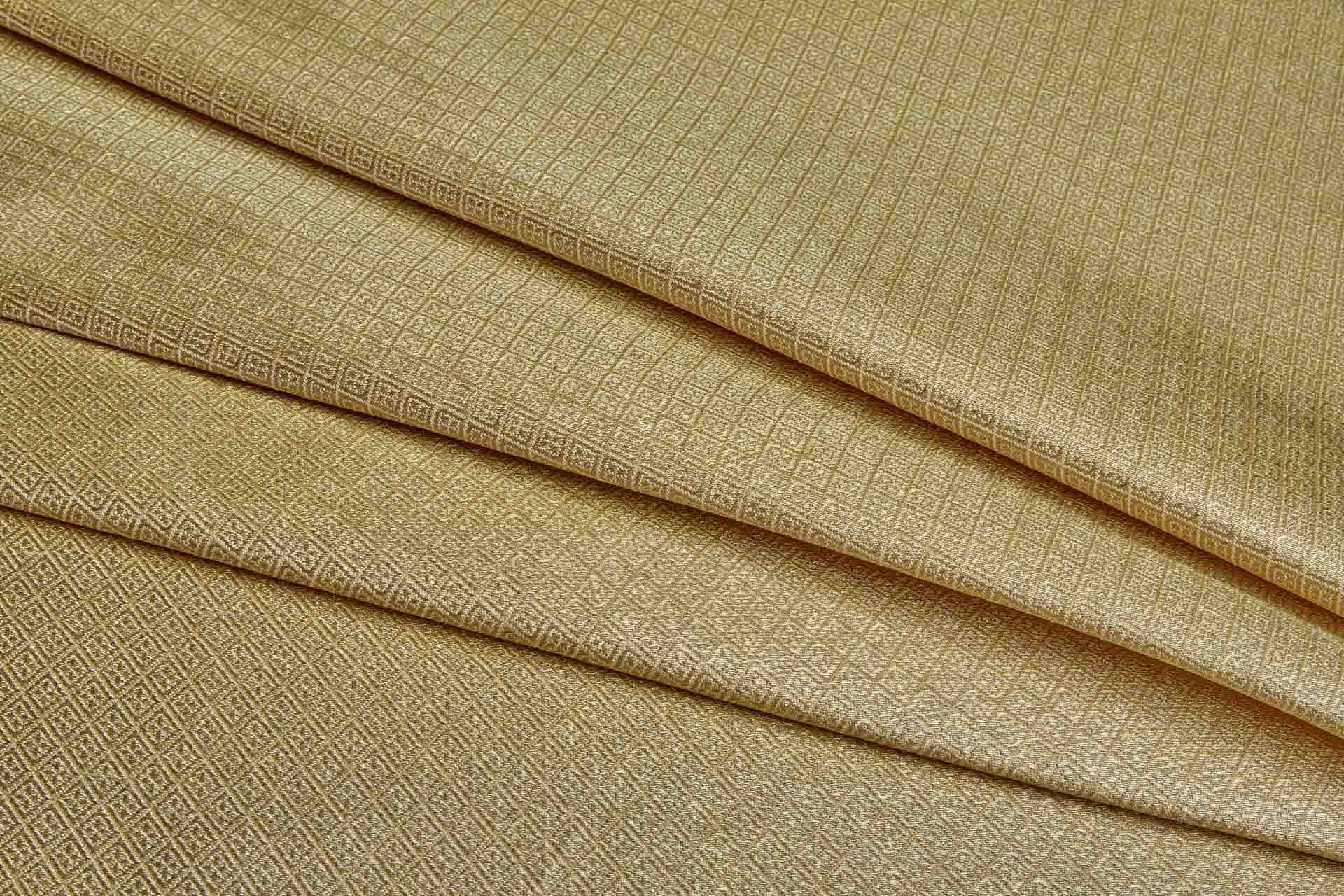 Geometric Banaras Brocade - Yellow Gold & Gold Metallic Diamonds fabric