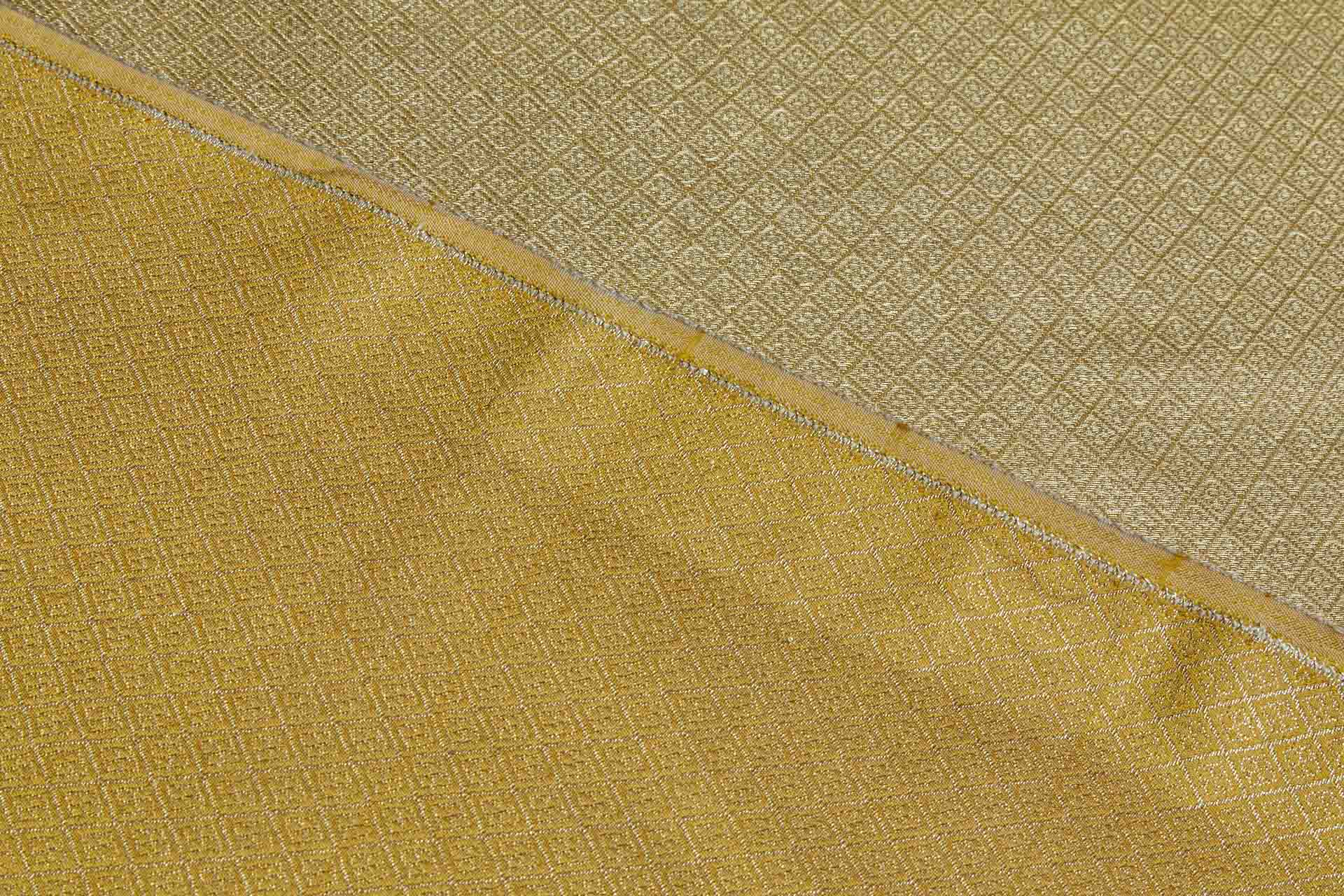 Geometric Banaras Brocade - Yellow Gold & Gold Metallic Diamonds - 0.5m Piece fabric, image 3 of 9
