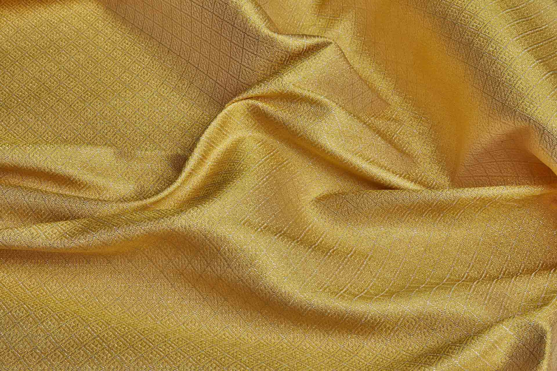 Geometric Banaras Brocade - Yellow Gold & Gold Metallic Diamonds fabric, image 5 of 9