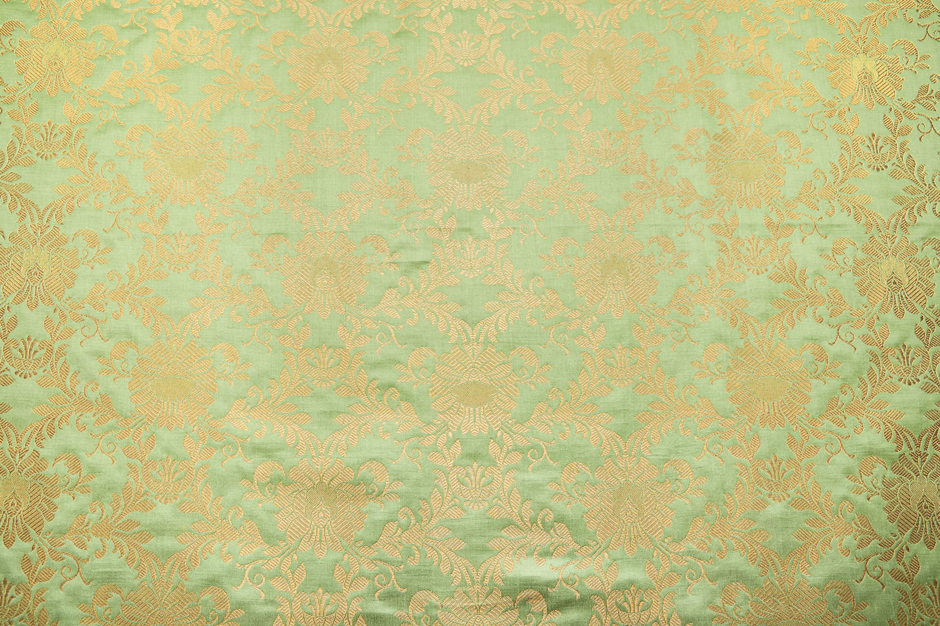 Banaras Brocade - Lime Green and Gold fabric, image 7 of 7