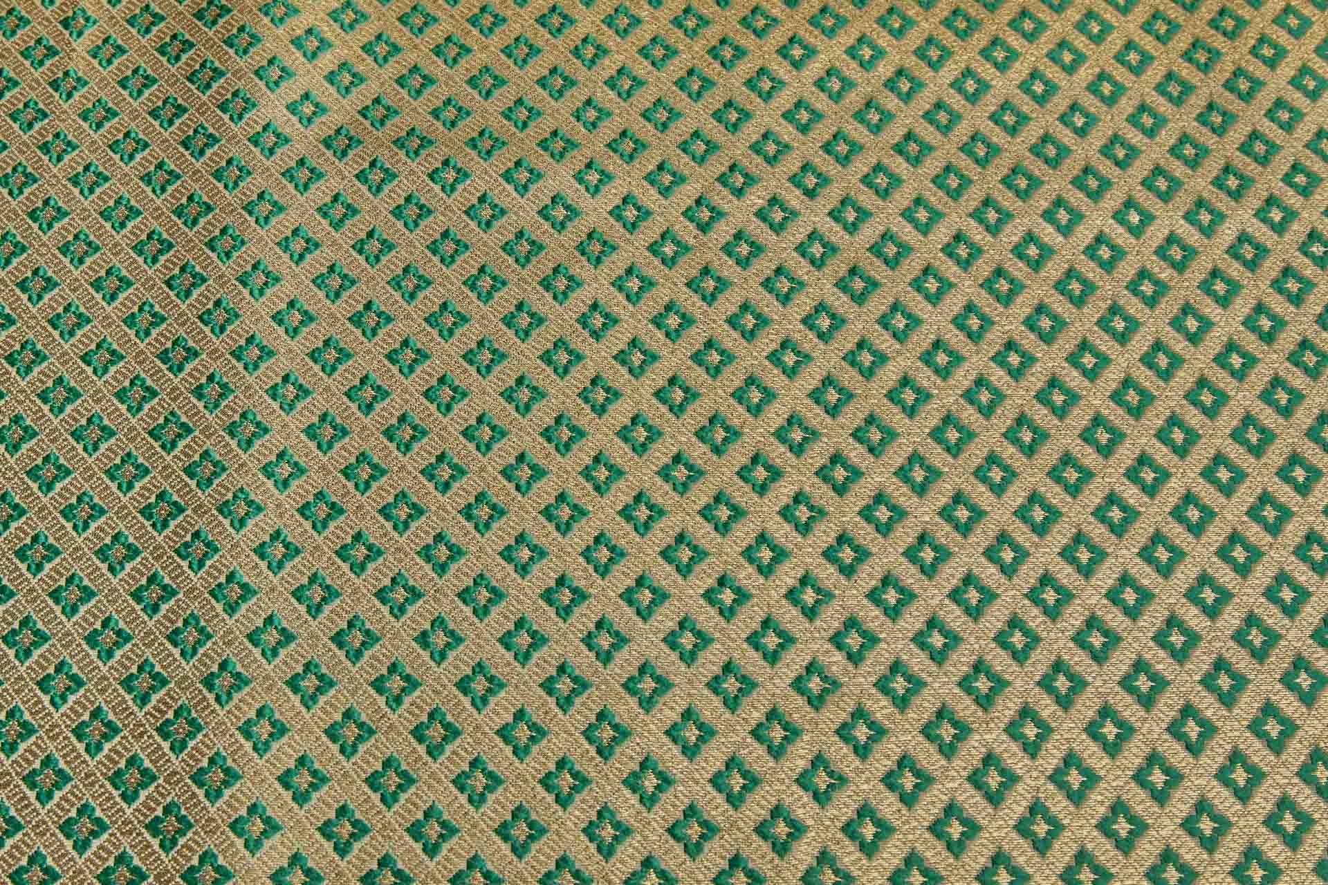 Geometric Banaras Brocade - Emerald Green & Gold Metallic fabric, image 8 of 8
